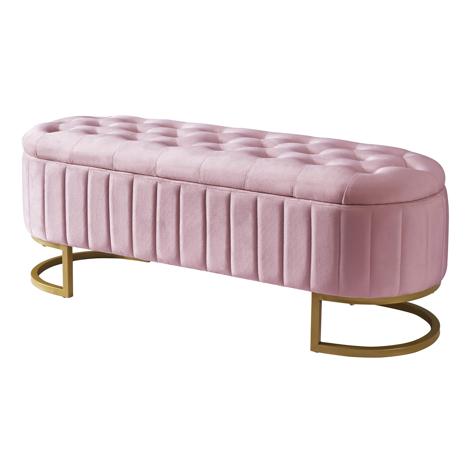 Upholstered Velvet Storage Ottoman with Button-Tufted, Storage Bench