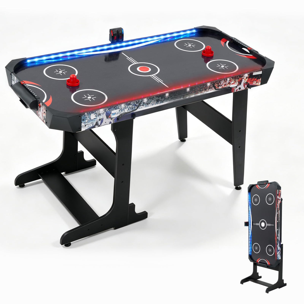57" Foldable Air Hockey Table with LED Lights