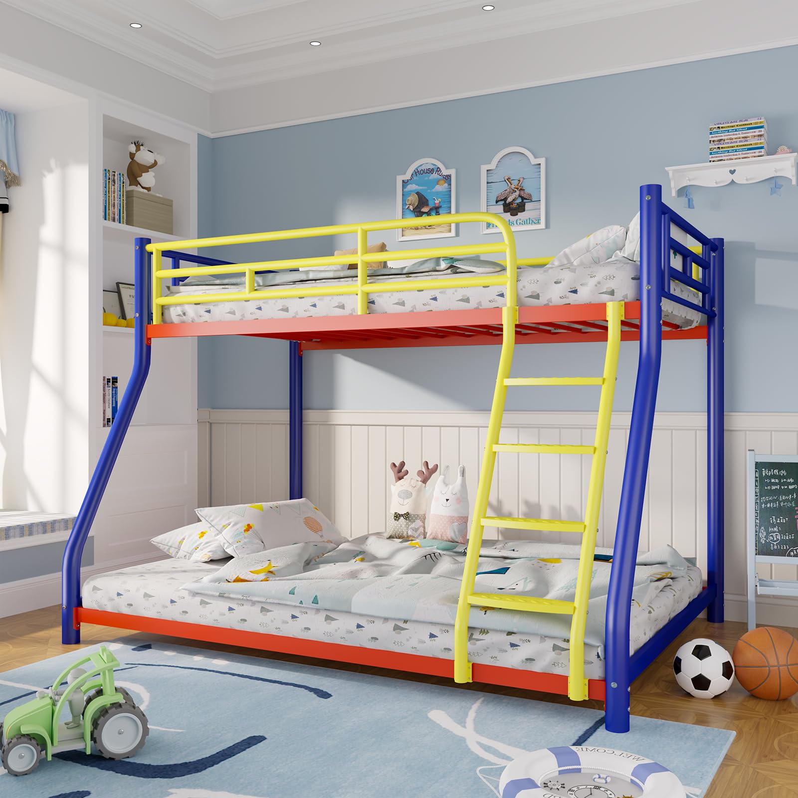 Twin Over Full Size Bunk Bed for Adults, Metal Low Profile Bunkbeds