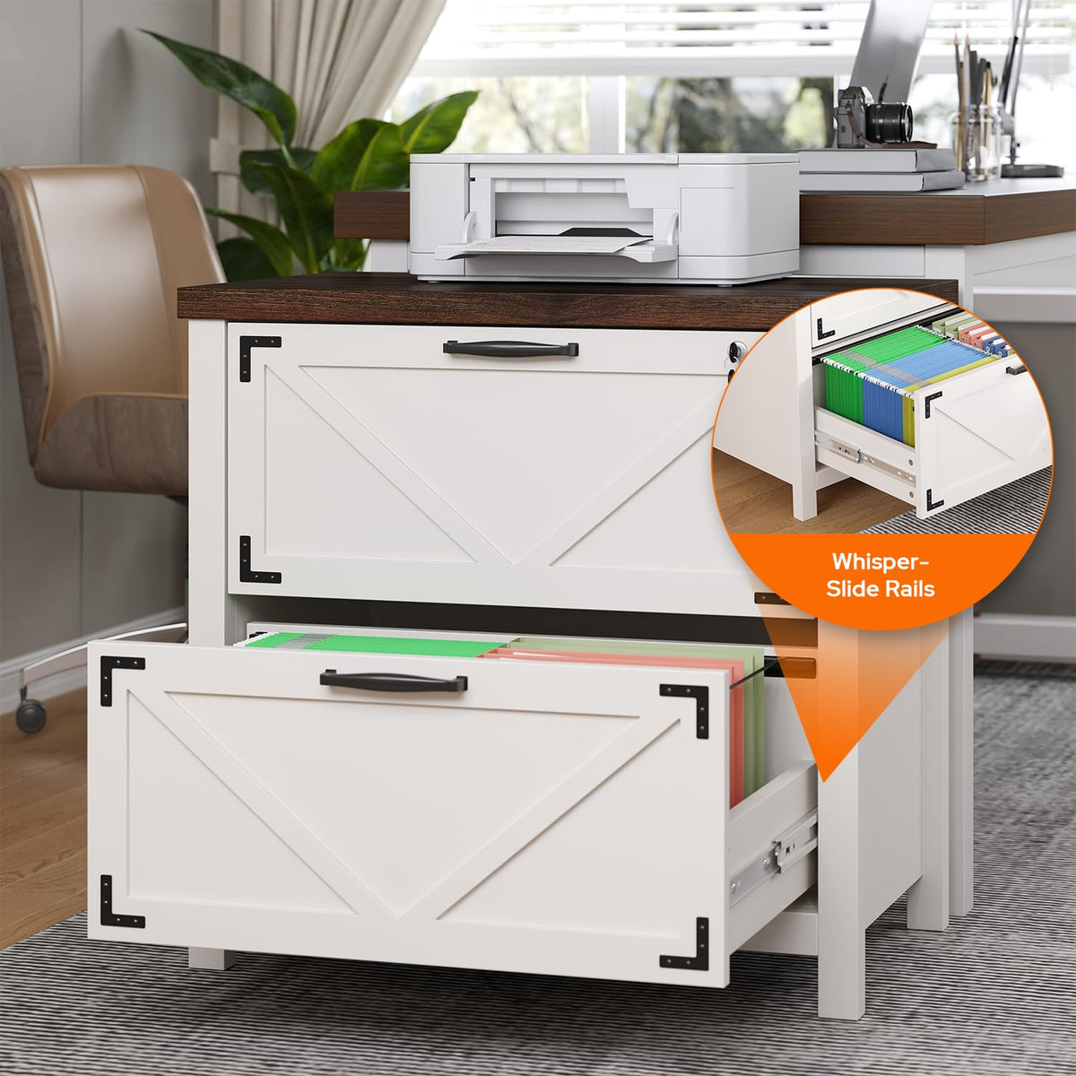 2-Drawer Wood File Cabinet with Lock – Letter/Legal/F4/A4