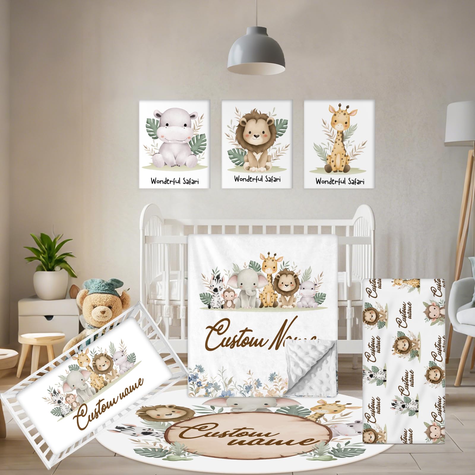 Personalized Baby Bedding Set, 5 Pcs Custom Baby Crib Sets