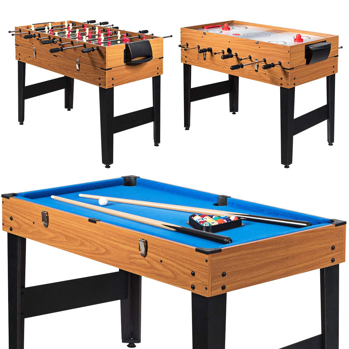48" 3-in-1 Combo Game Table – Foosball, Billiard & Air Hockey