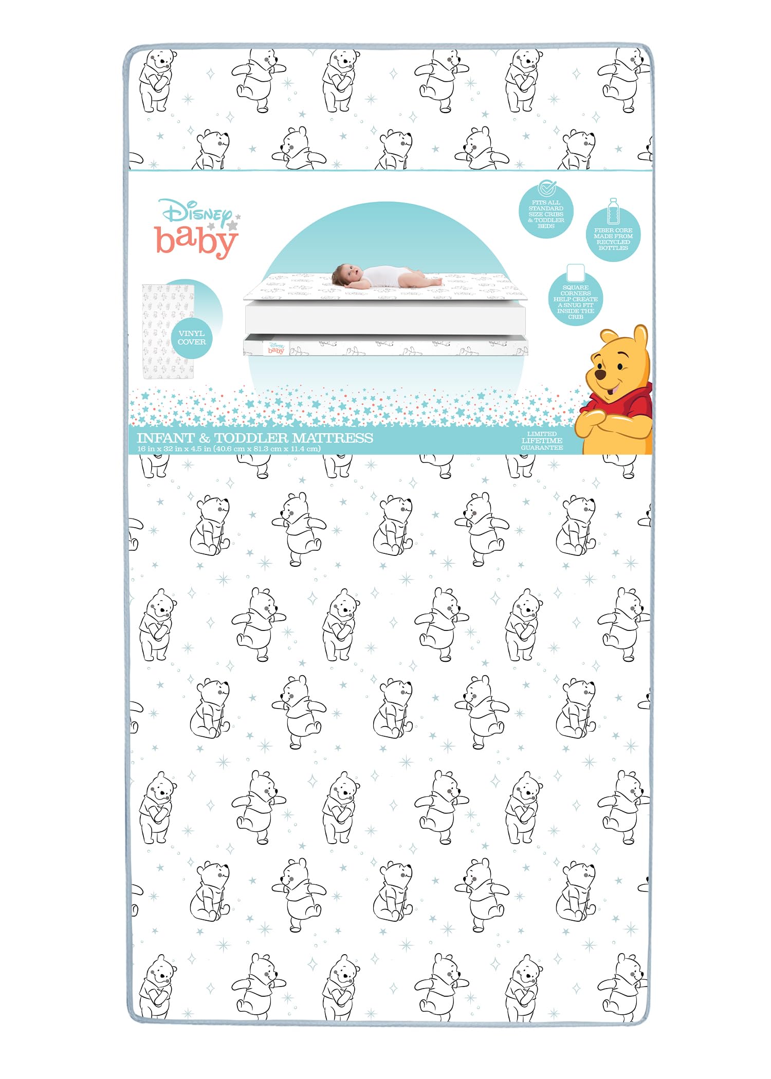 Disney Winnie the Pooh Crib & Toddler Mattress - Dual-Sided