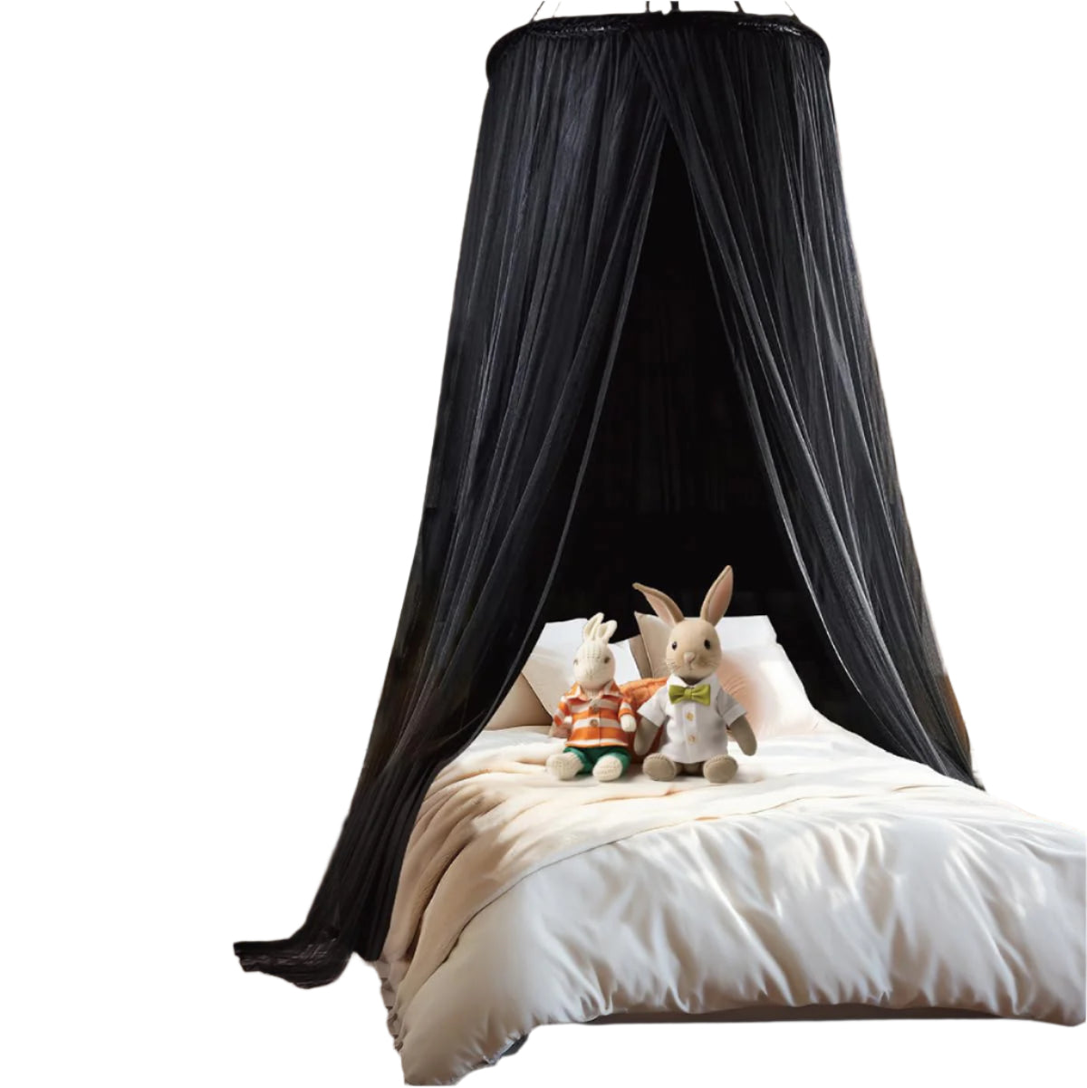 40"x 106" Bed Canopy for Girls & Adults, Double Layer Princess Round Dome Bed Curtain Canopy Drapes, Dreamy Mosquito Net Reading Nook, Bedroom Decoration (Black)