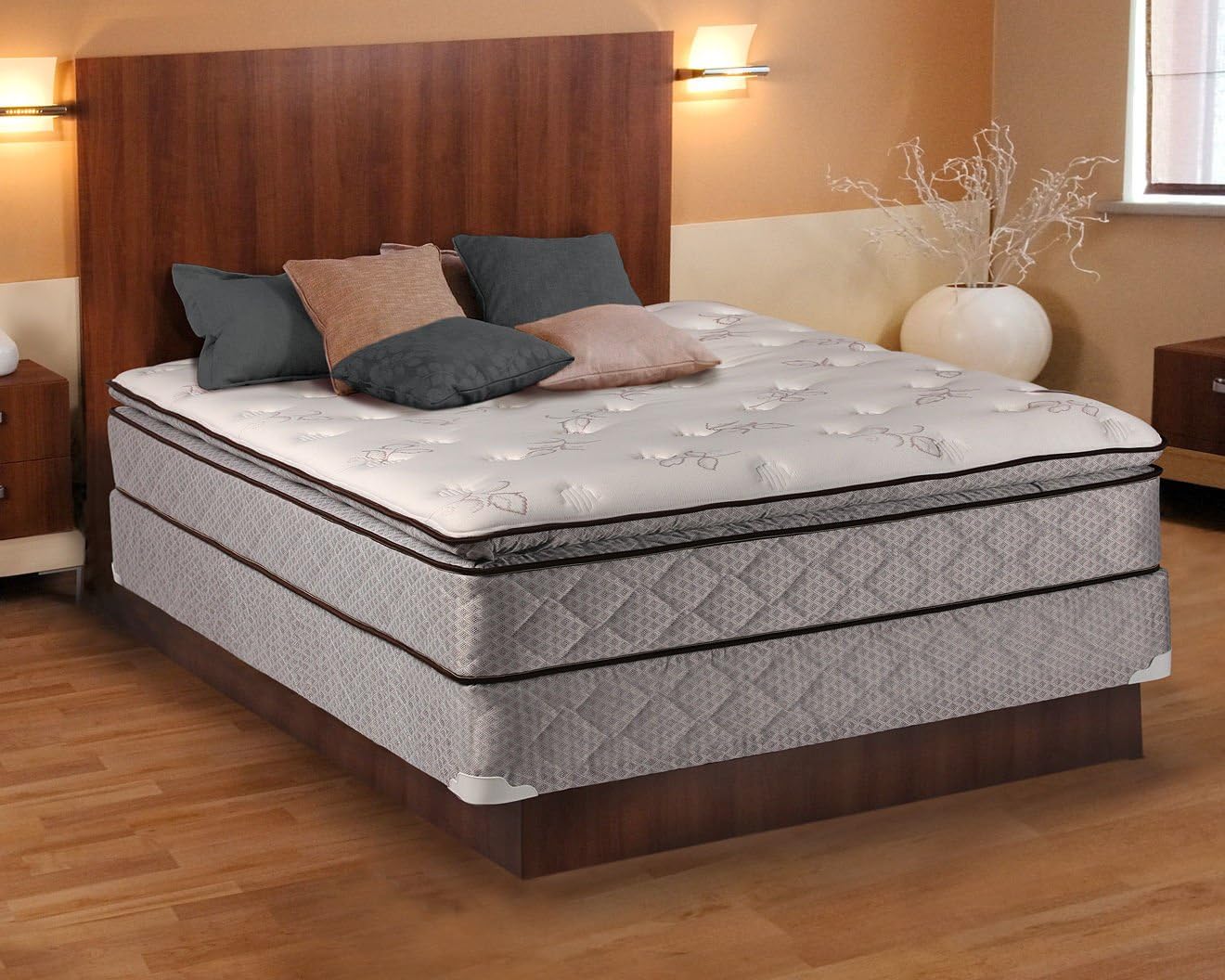 Madison Gentle Plush Pillowtop Mattress Set with Bed Frame Included