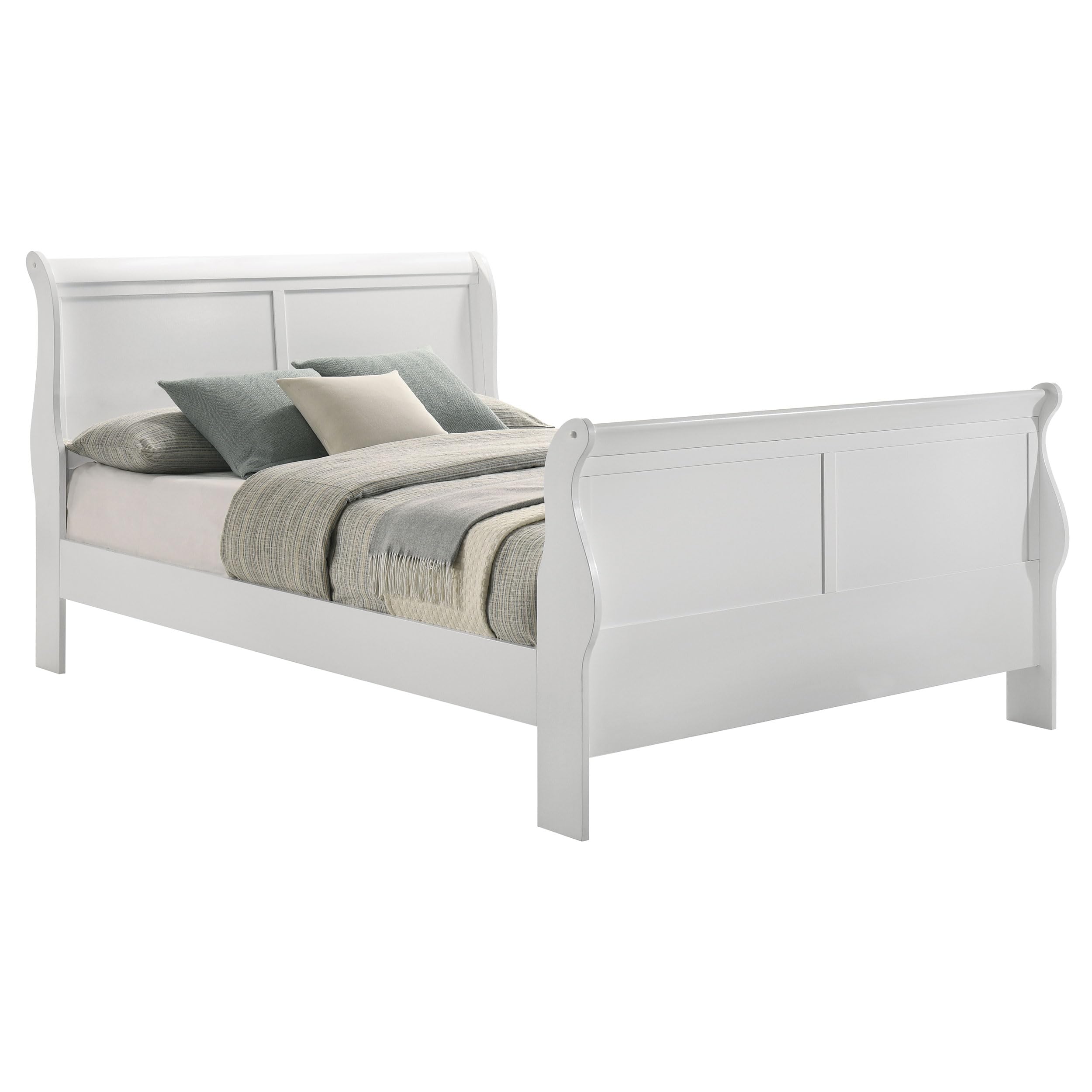 Louis Philippe Traditional Wood Full Size Sleigh Bed Frame 47-inch Headboard