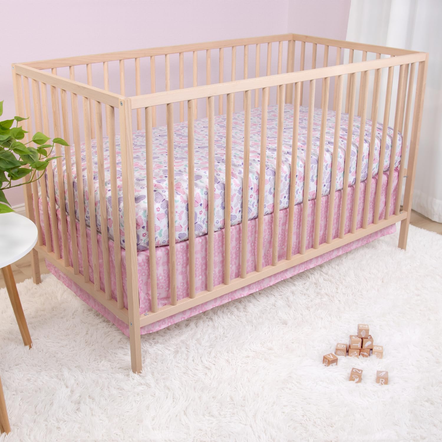3 Piece Baby Crib Bedding Set for Girls - Newborn, Infant &