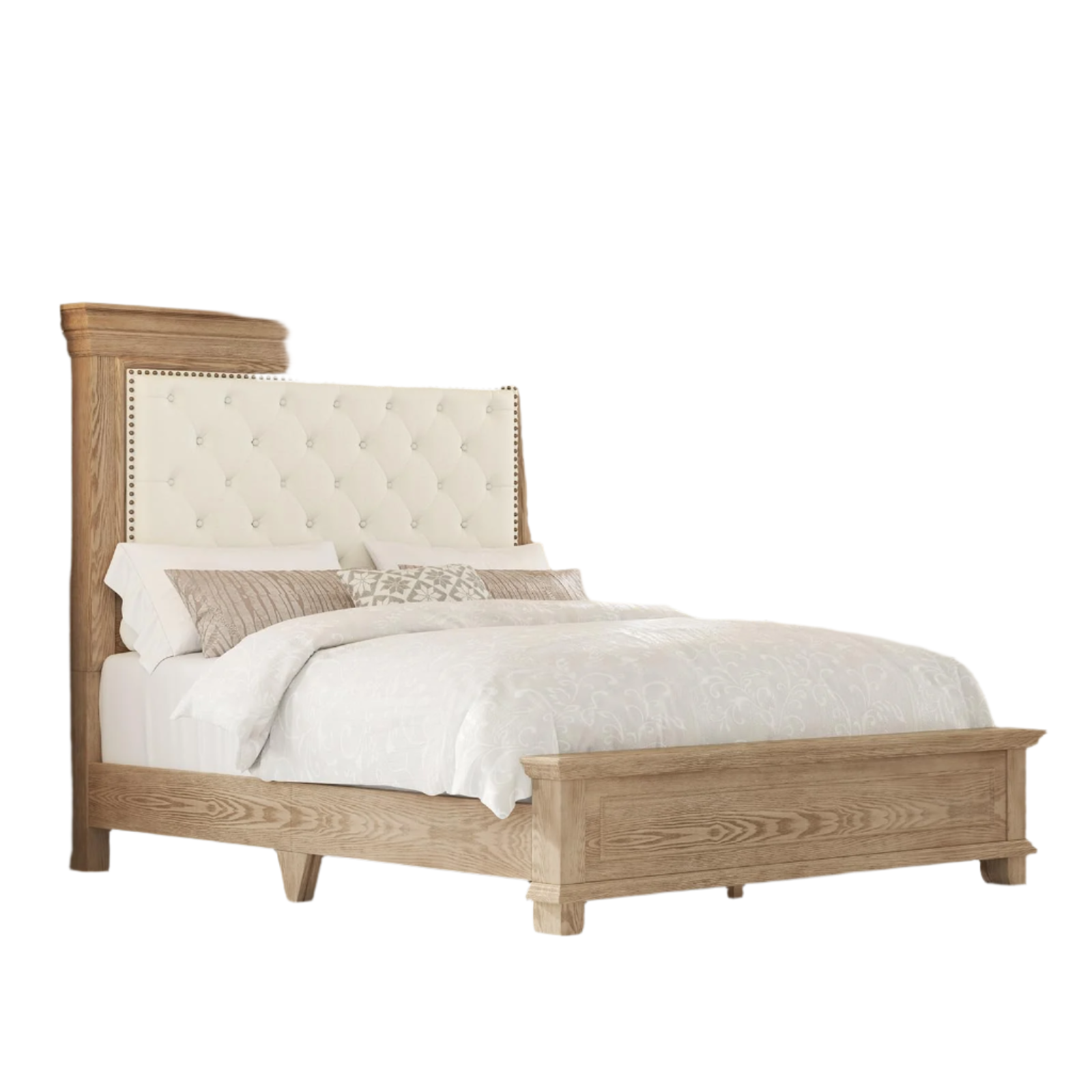 Solid Wood Bed Frame With 68" Tall Headboard, Farmhouse