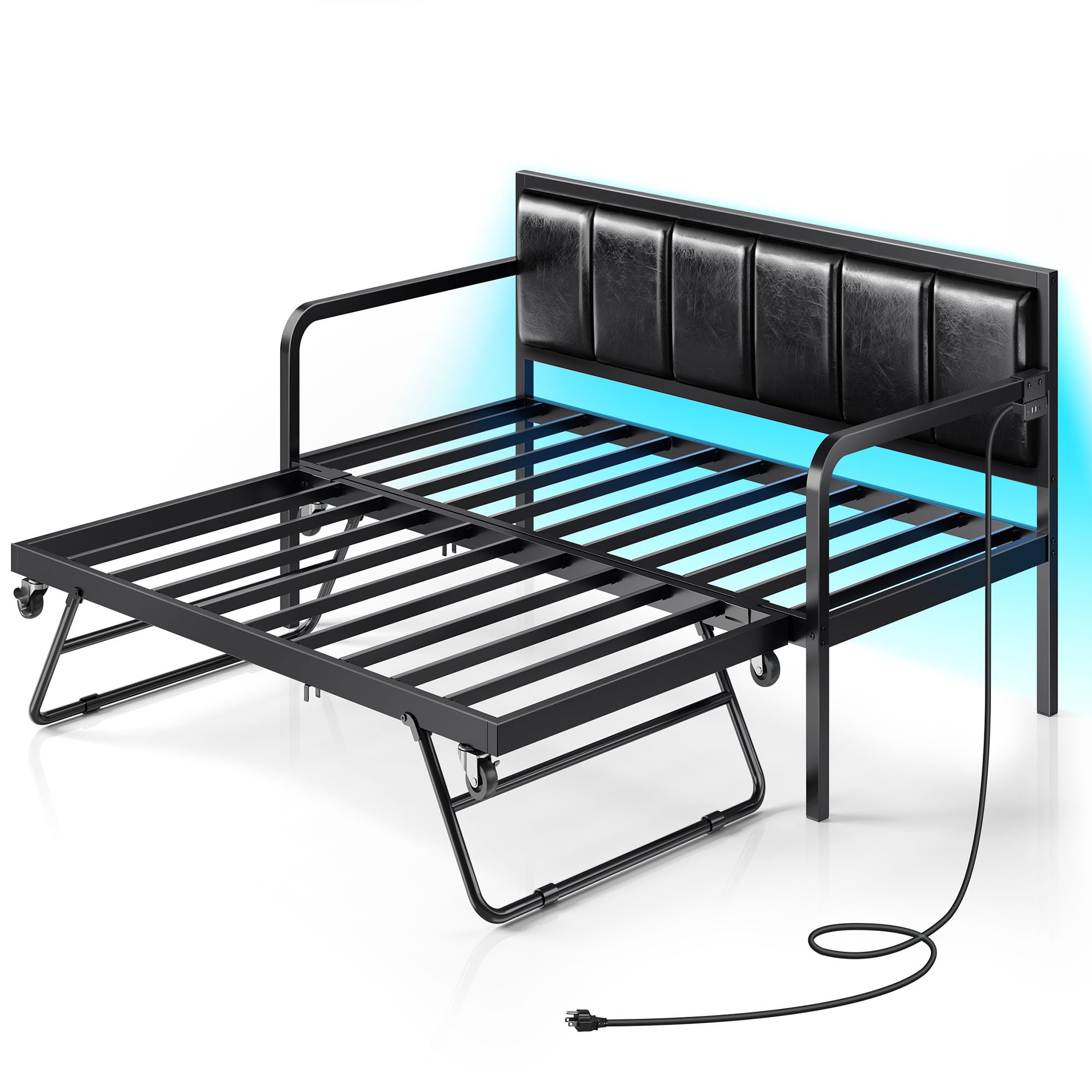 Daybed with USB Charging Station and LED, Height Adjustable