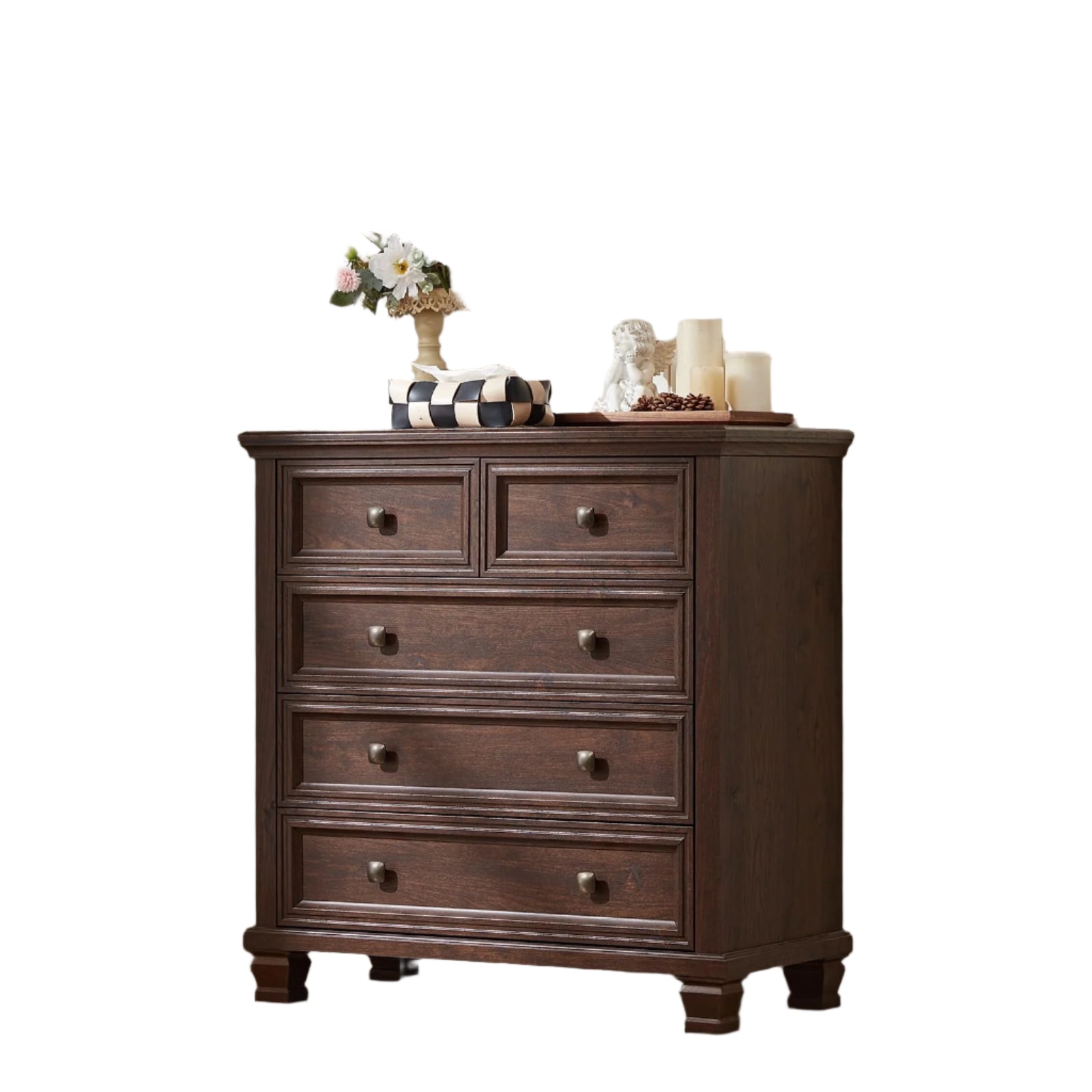 Farmhouse 5 Drawer Dresser for Bedroom, 32.6 Inch Tall Vintage Chest of Drawers