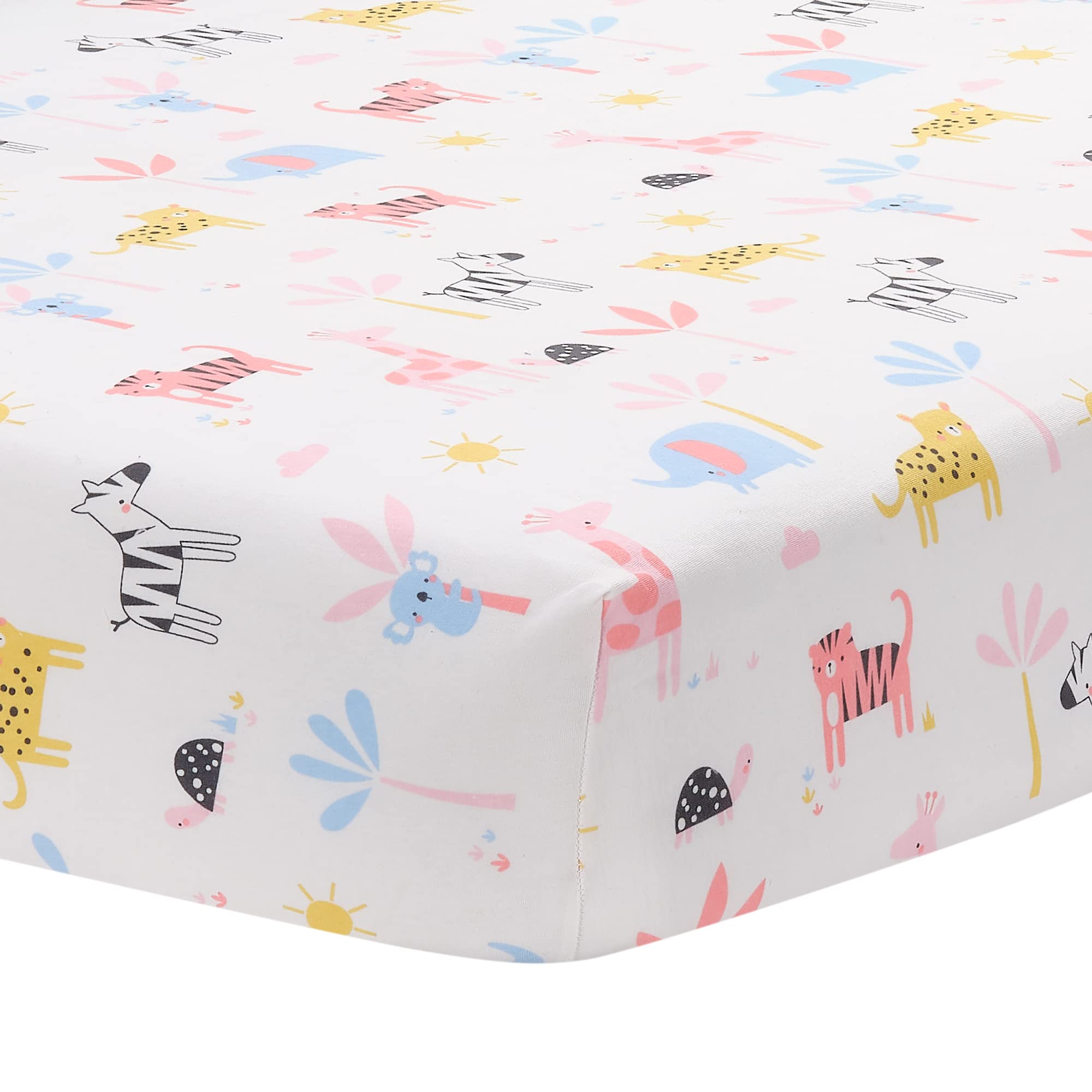 Snuggle Jungle Pastel Safari Cotton Jersey 5-Piece Crib Bedding Set