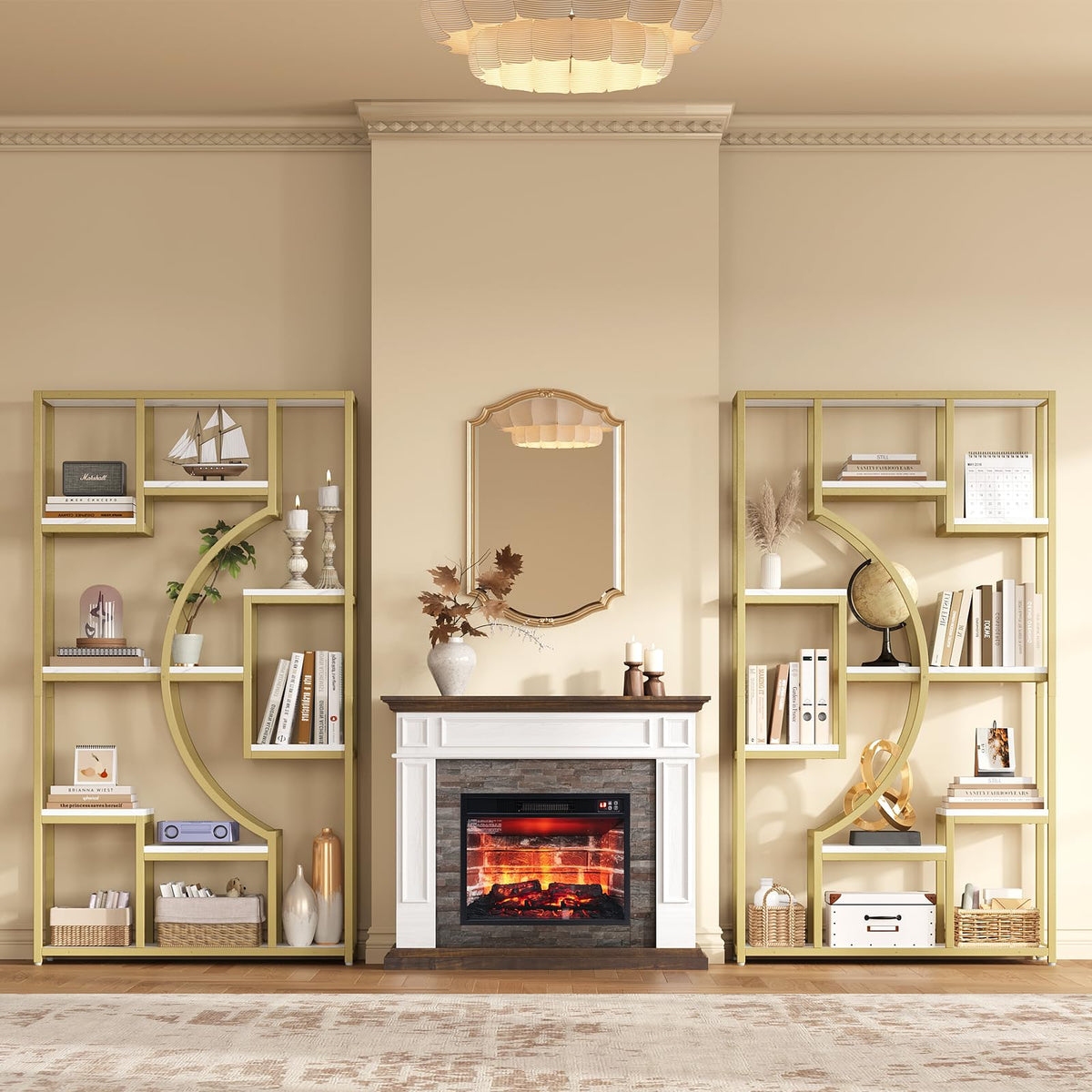 2-Piece Modular Open Bookshelf Set, 79" Wide with 18 Shelves