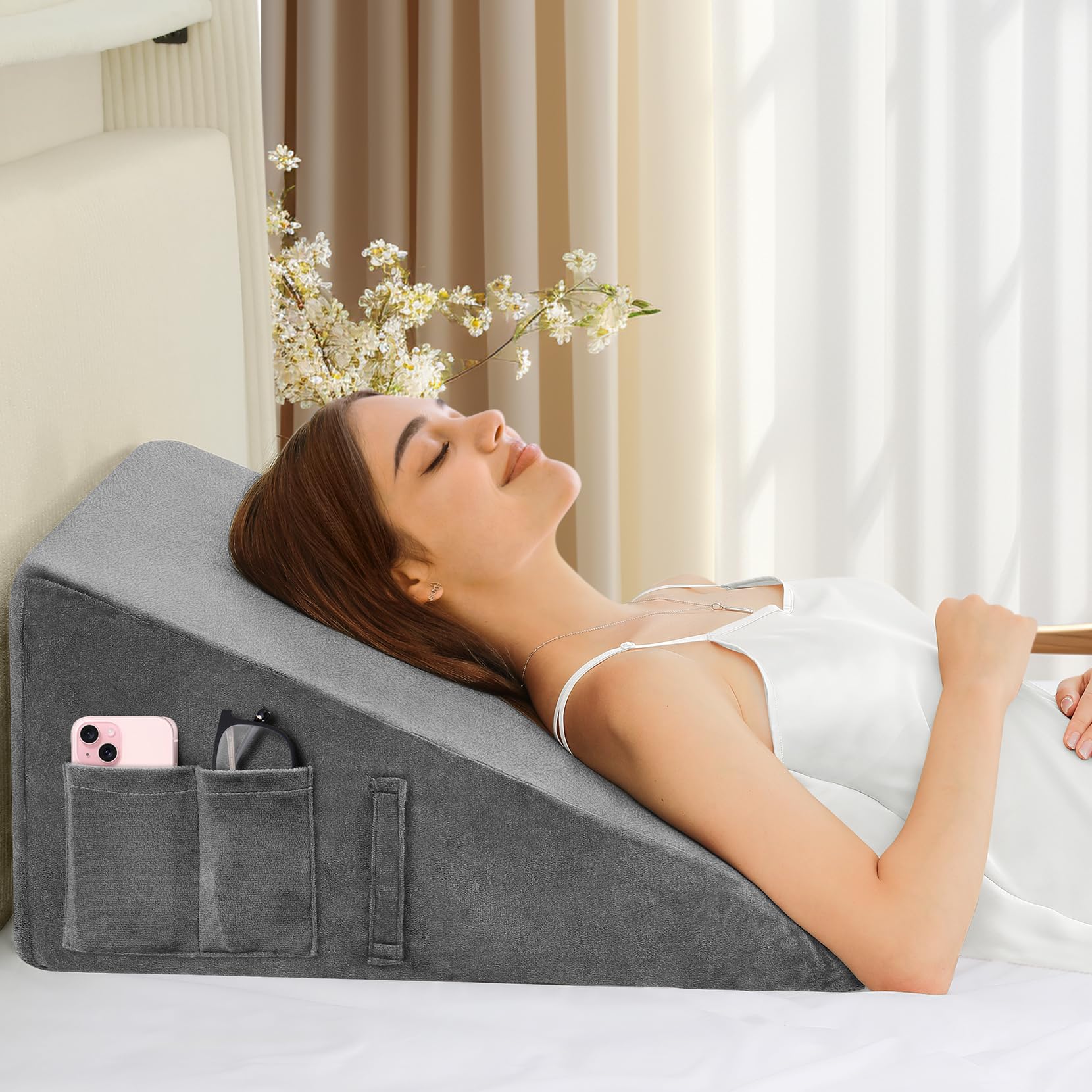 Wedge Pillow for Sleeping, 12" Bed Wedge Pillow for After Surgery