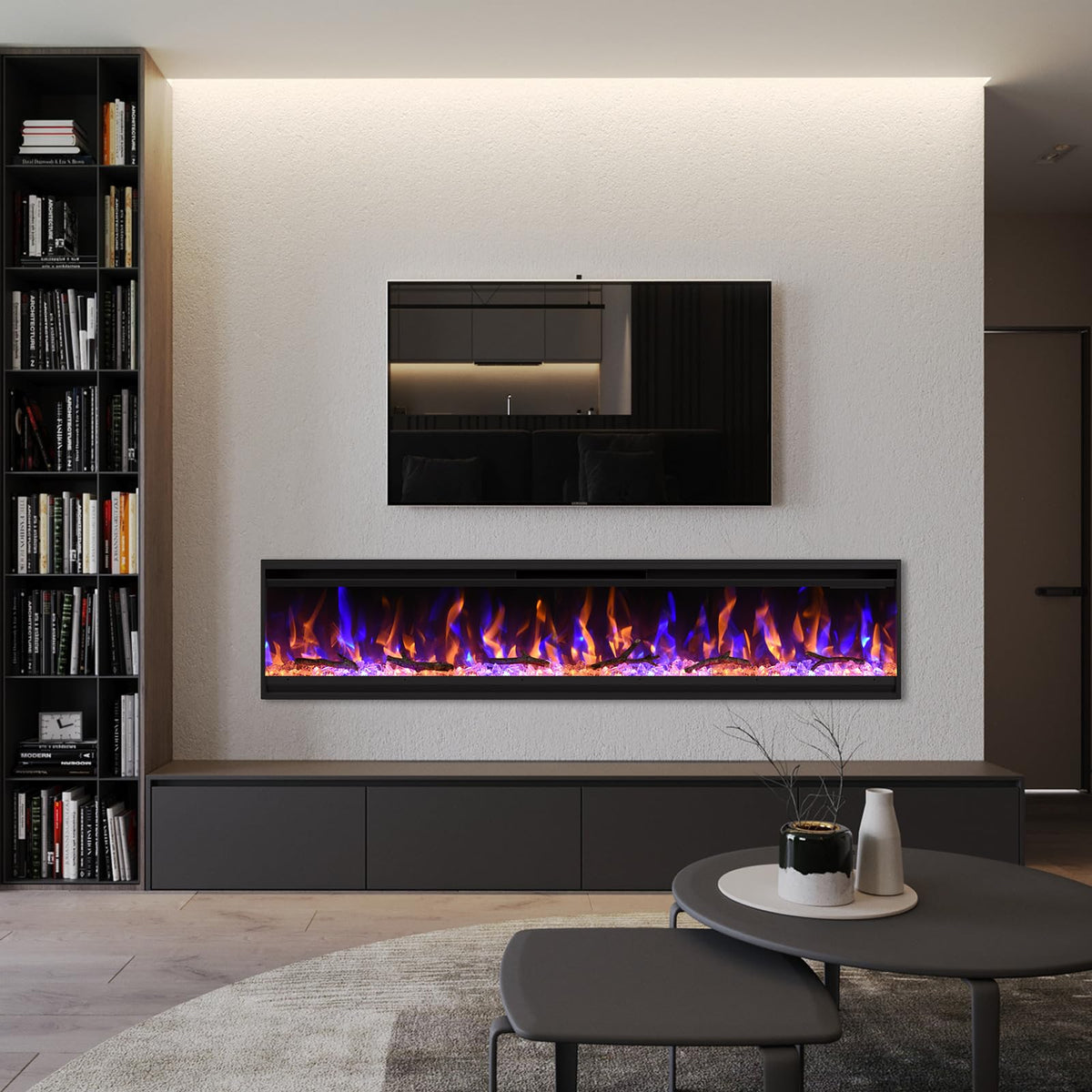 Ultra-Thin Recessed & Wall Mount Electric Fireplace Insert