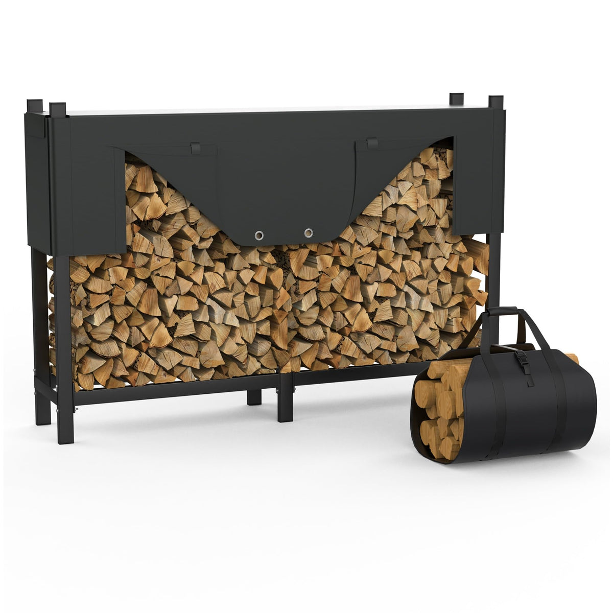 Outdoor & Indoor Firewood Rack with Cover & Carry Bag