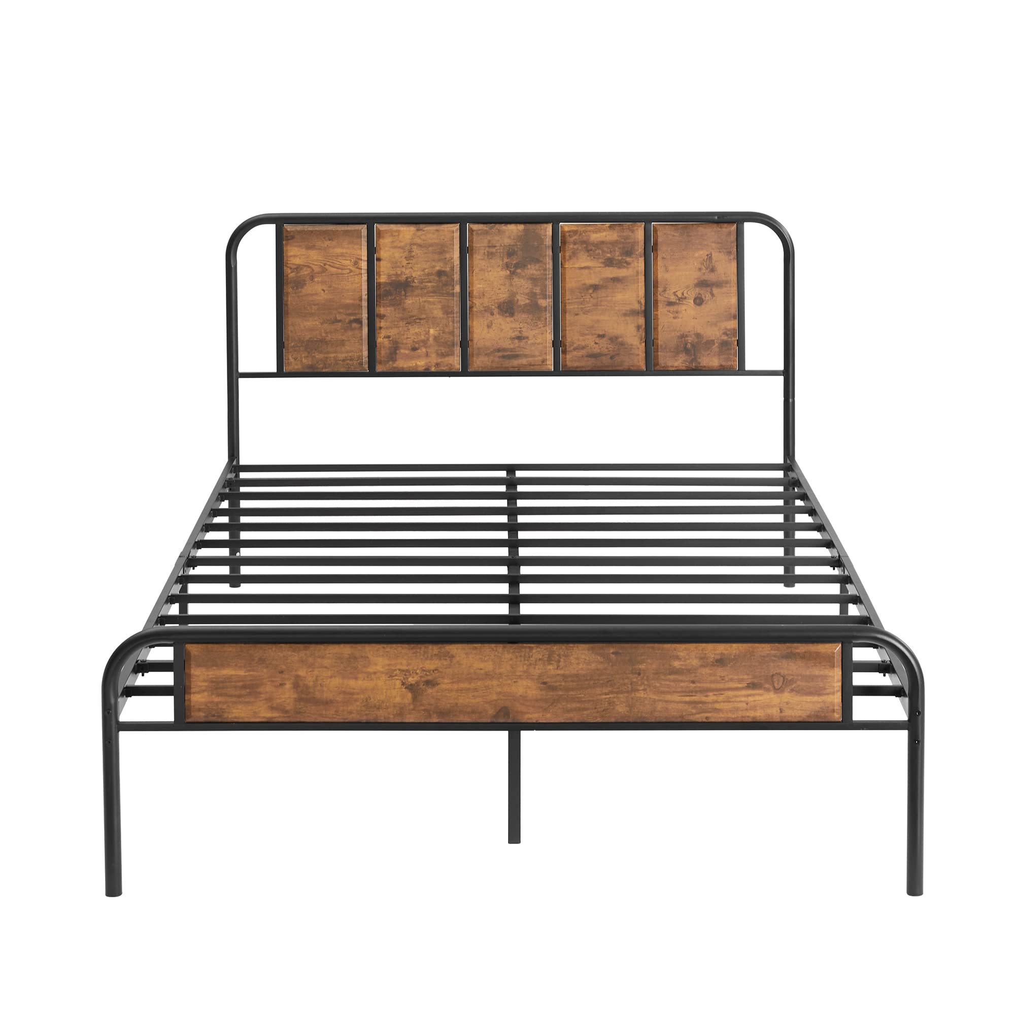 Queen Platform Bed Frame with Wood Headboard,Sturdy Steel Slats Support/Matress