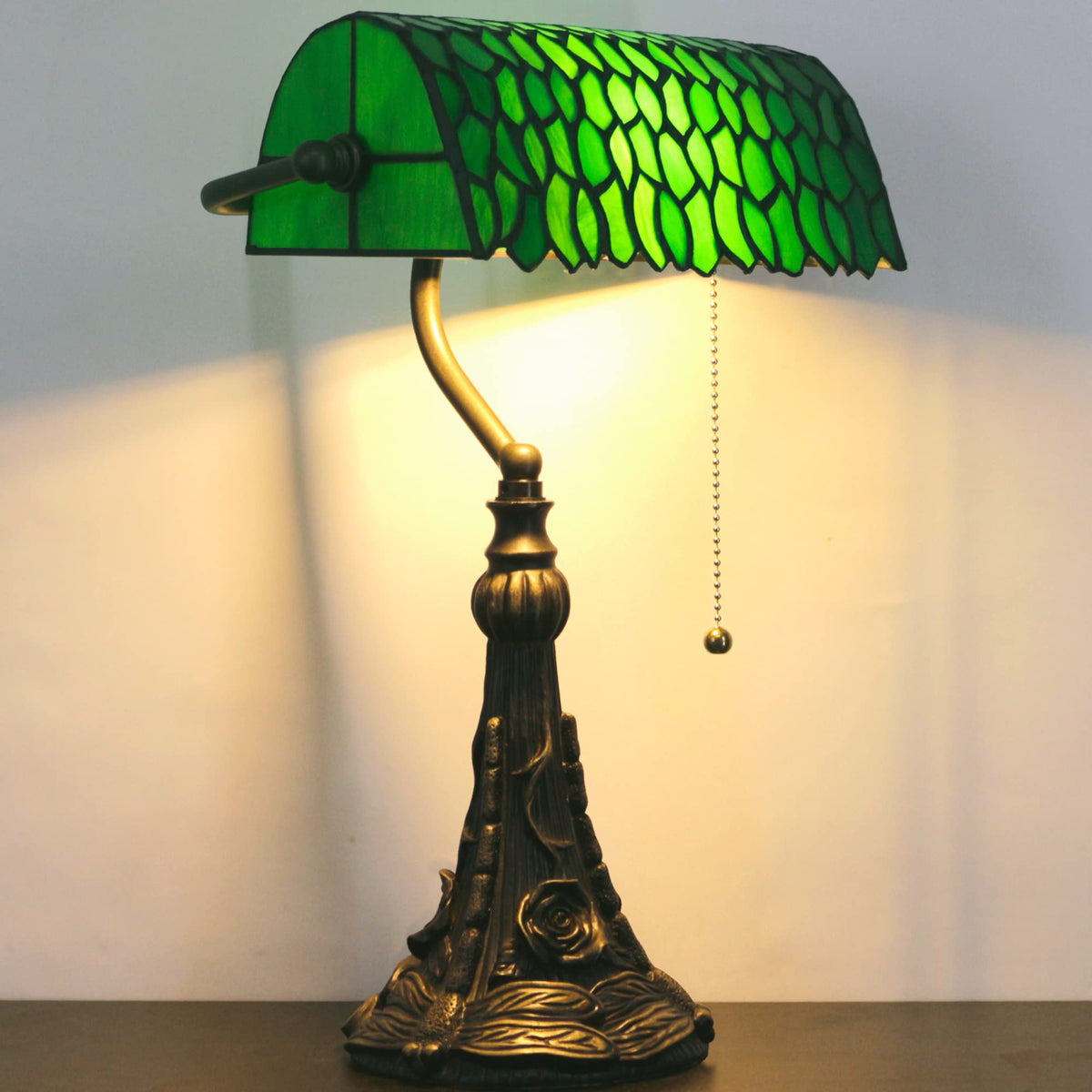 Stained Glass Tiffany Table Lamp with Resin Base