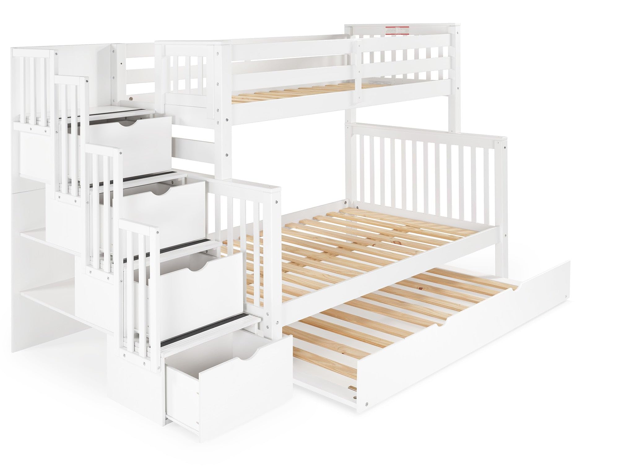 Stairway Bunk Beds Twin over Full with 4 Drawers in the Steps