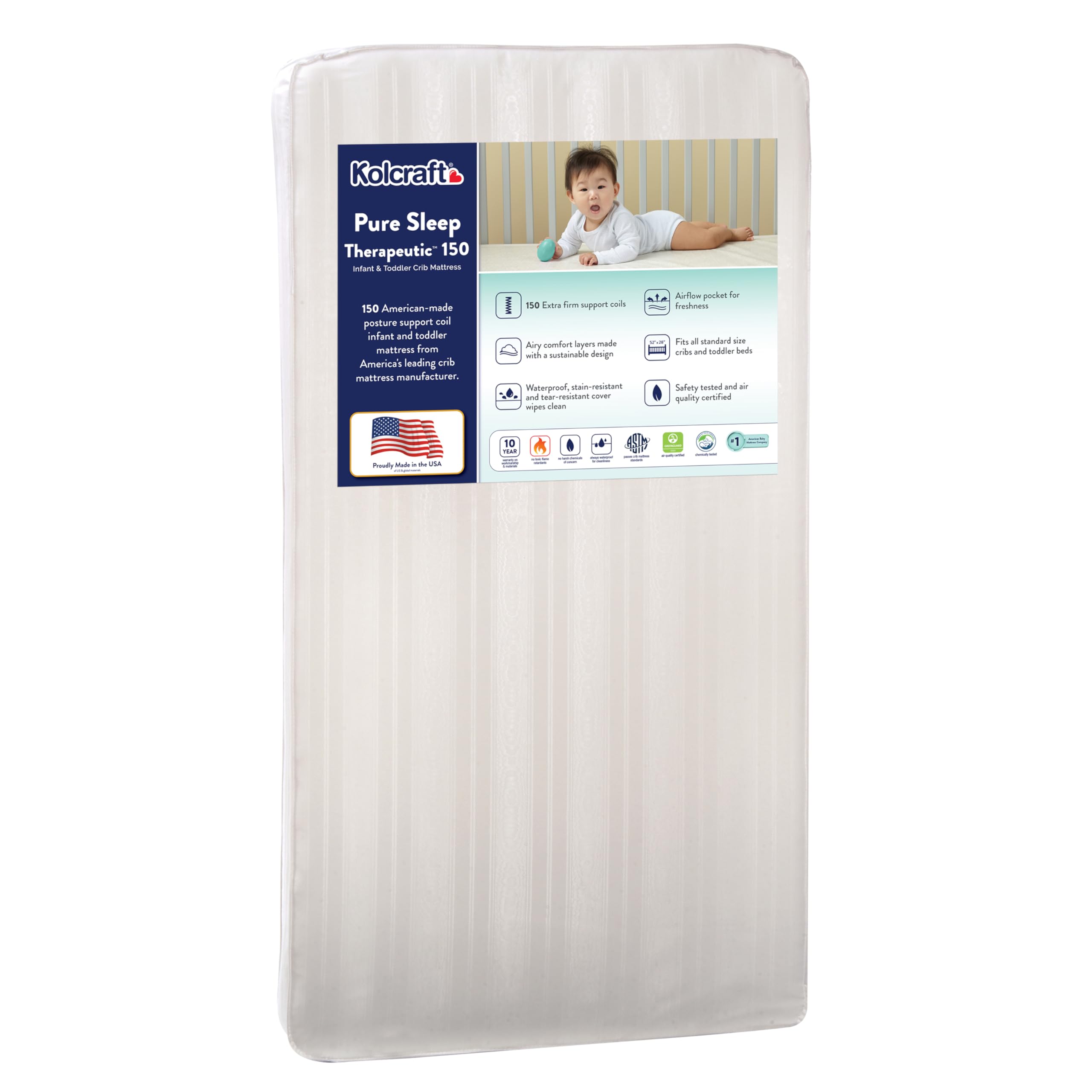 Pure Sleep Therapeutic Breathable Crib Mattress plus Toddler Bed Fit