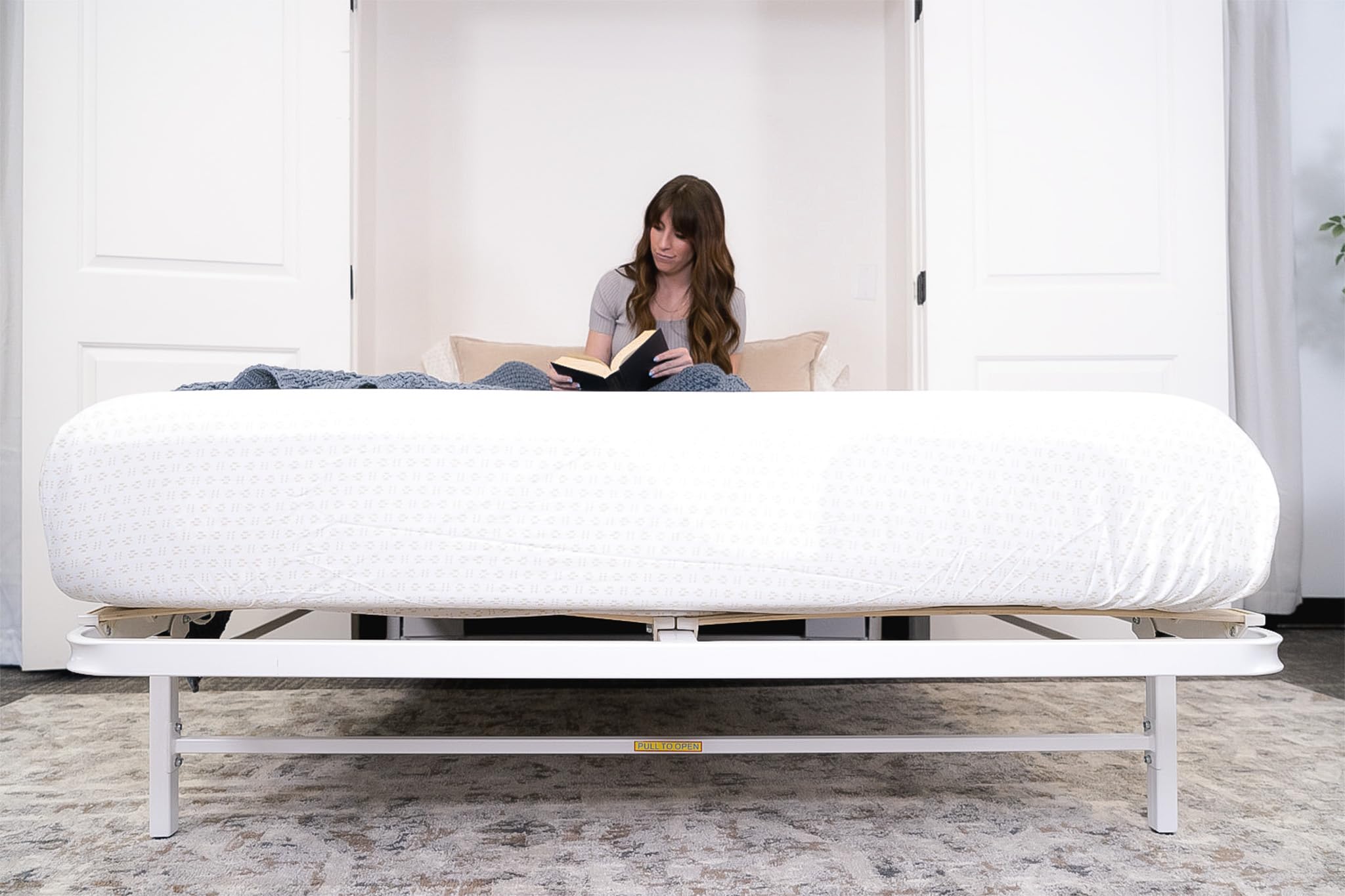 Deluxe Murphy Bed Frame (Queen) Vertical Wallbed, Powder-Coated Steel