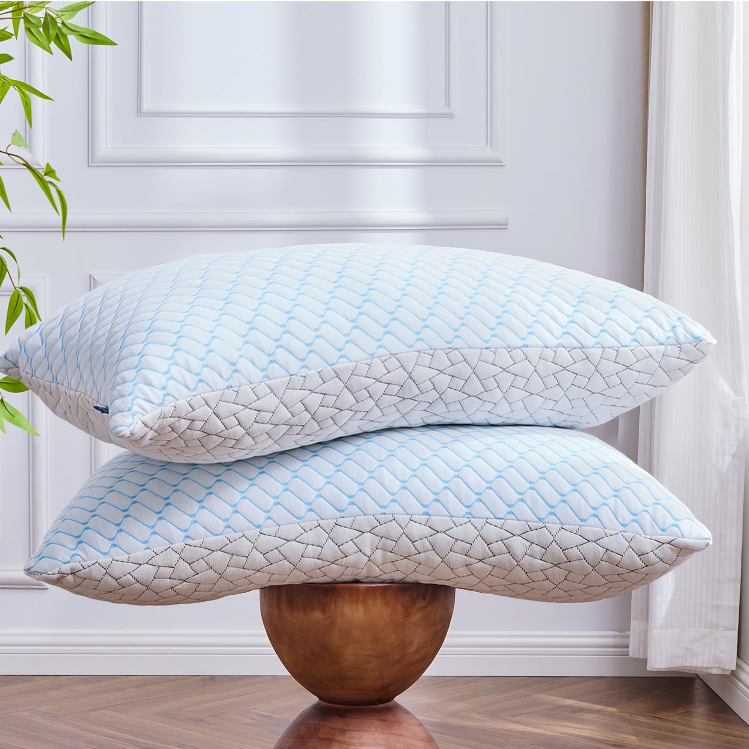 Cooling Standard Pillows Set of 2 Memory Foam Pillows
