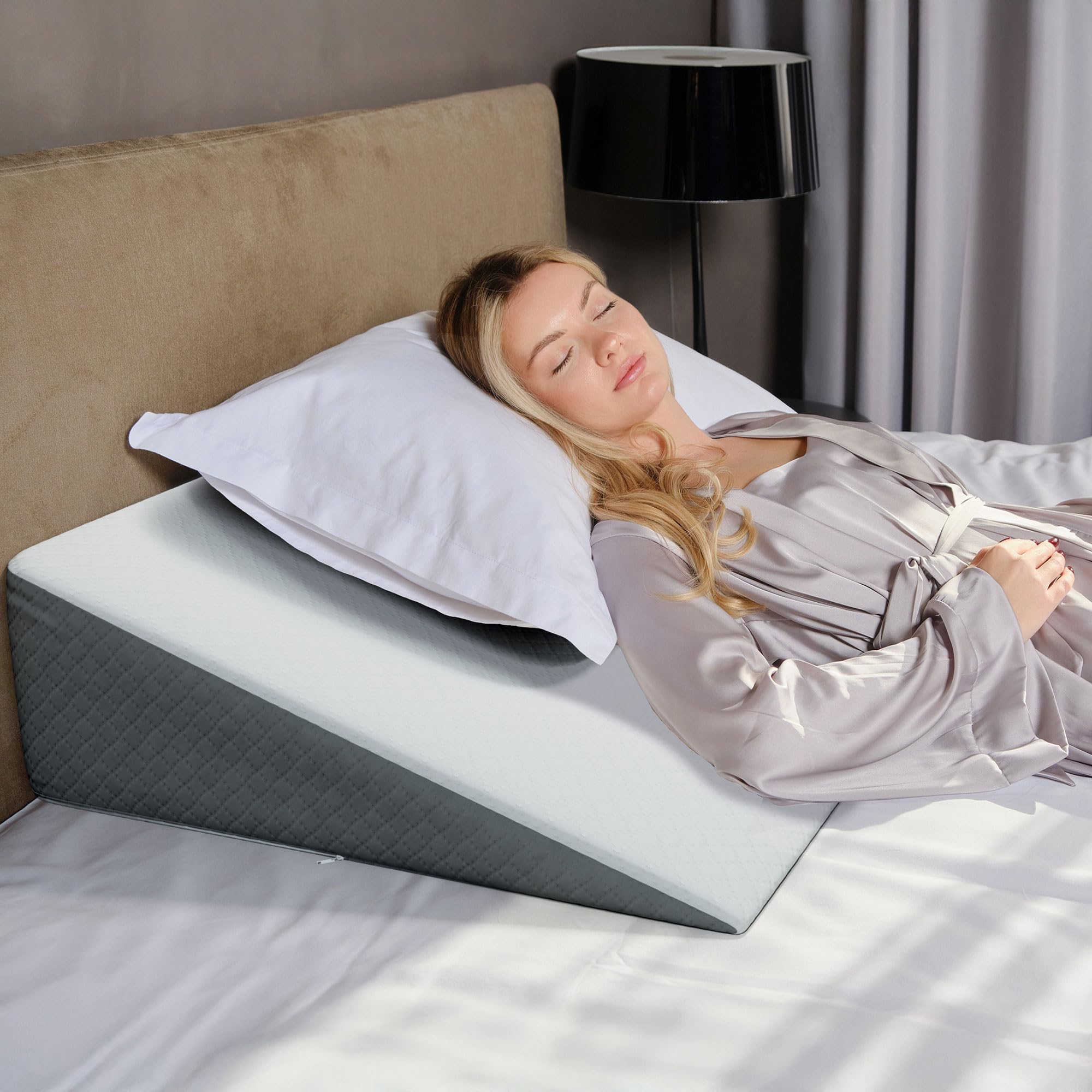 Wedge Pillow | Super Large, Memory Foam Top and Jacquard Cover