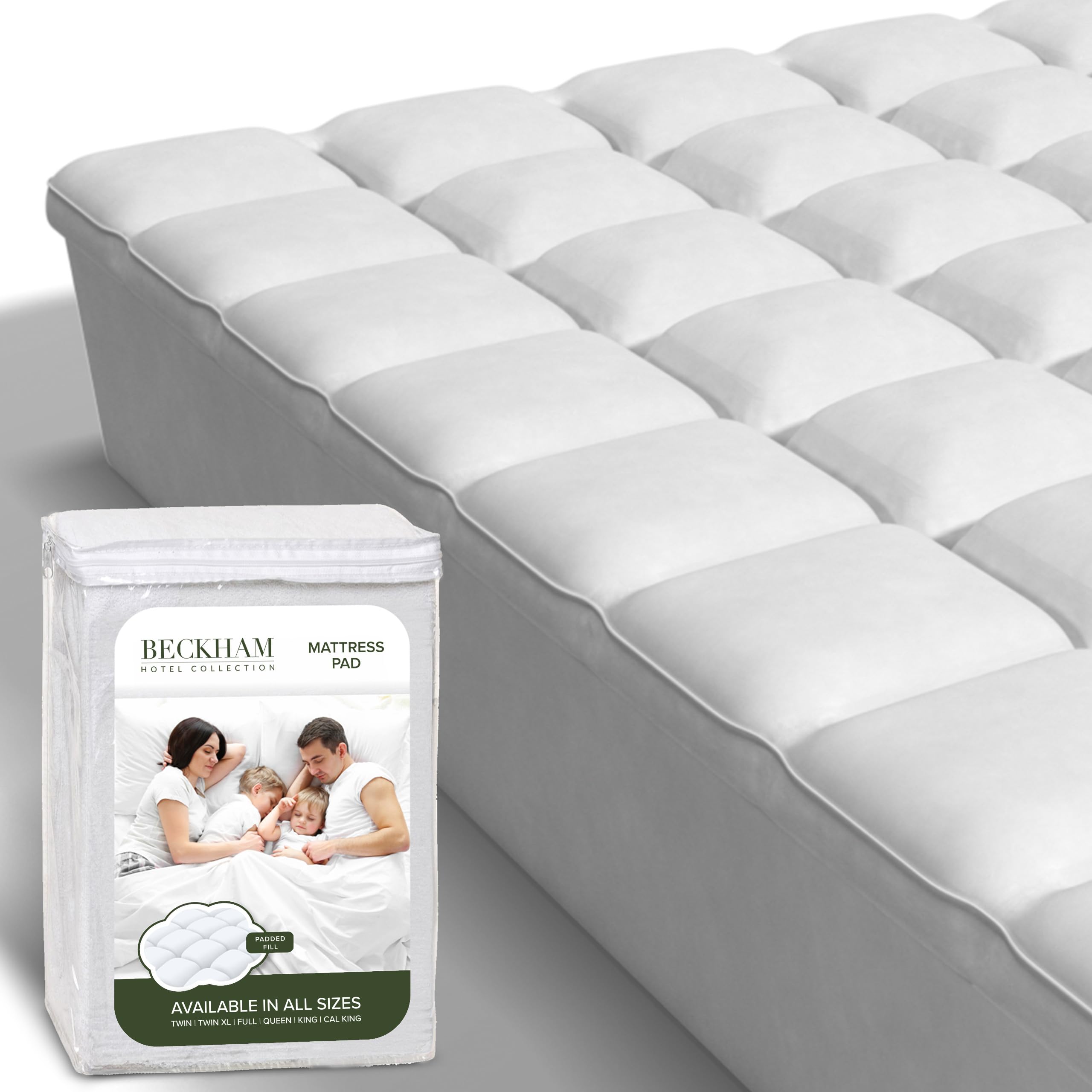 King Size Mattress Pad (Extra Padded) & Protector Hybrid - Quilted Pillow Top Mattress