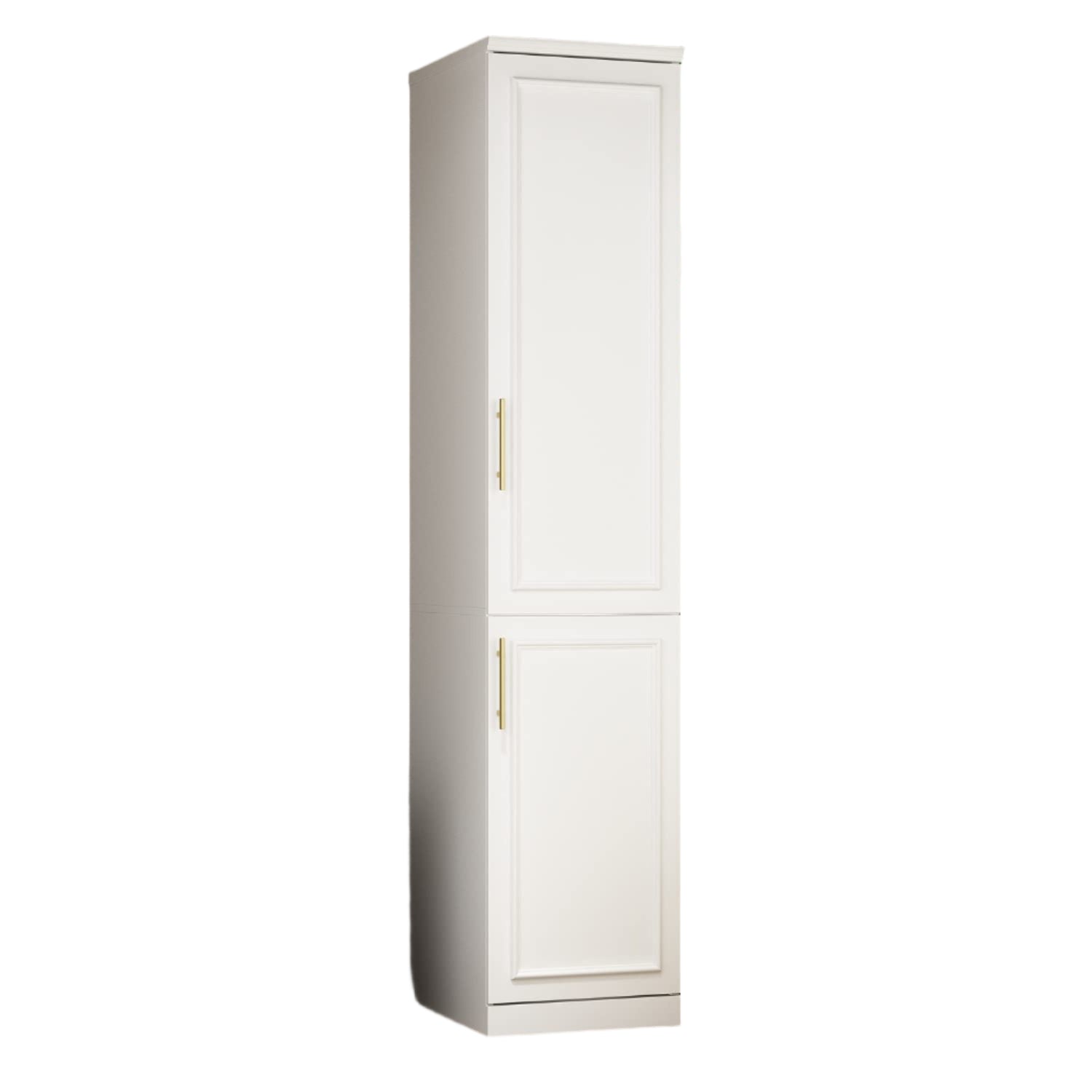 White Slim Wardrobe Armoire with 2 Doors, 3-Tier Shelves & Hanging Rod