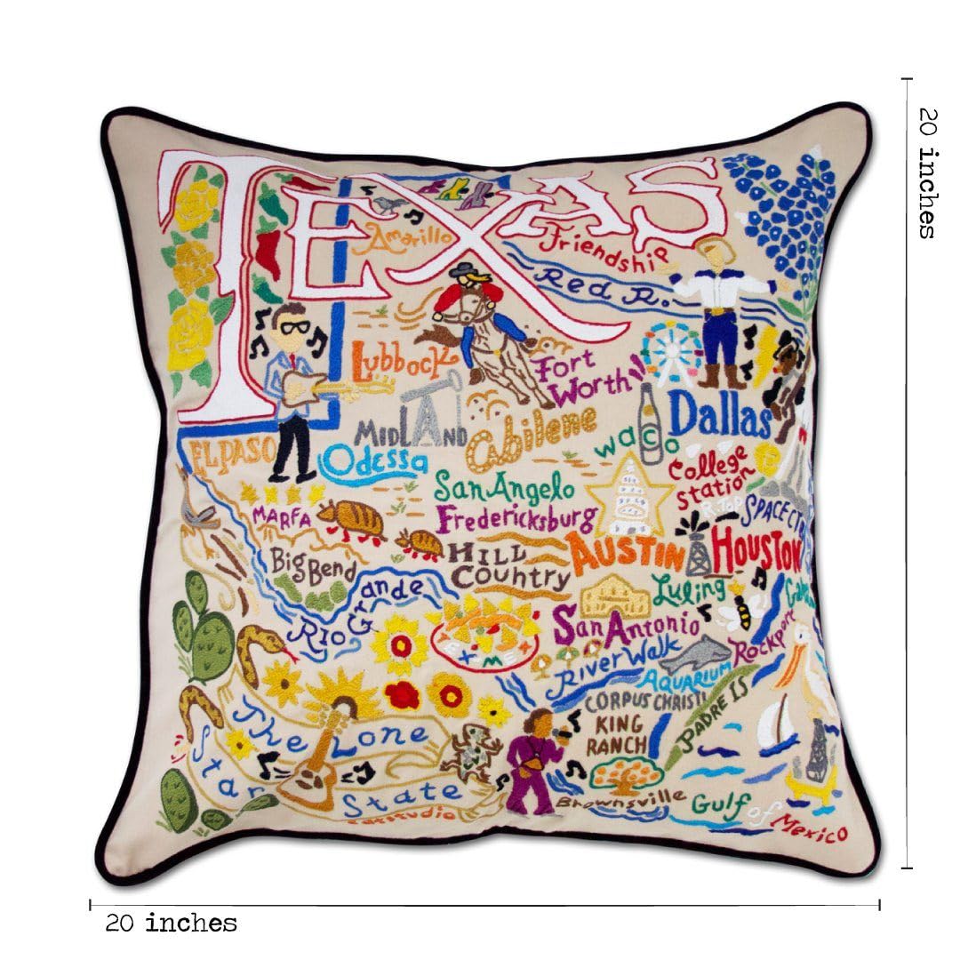Texas Embroidered Decorative Throw Pillow