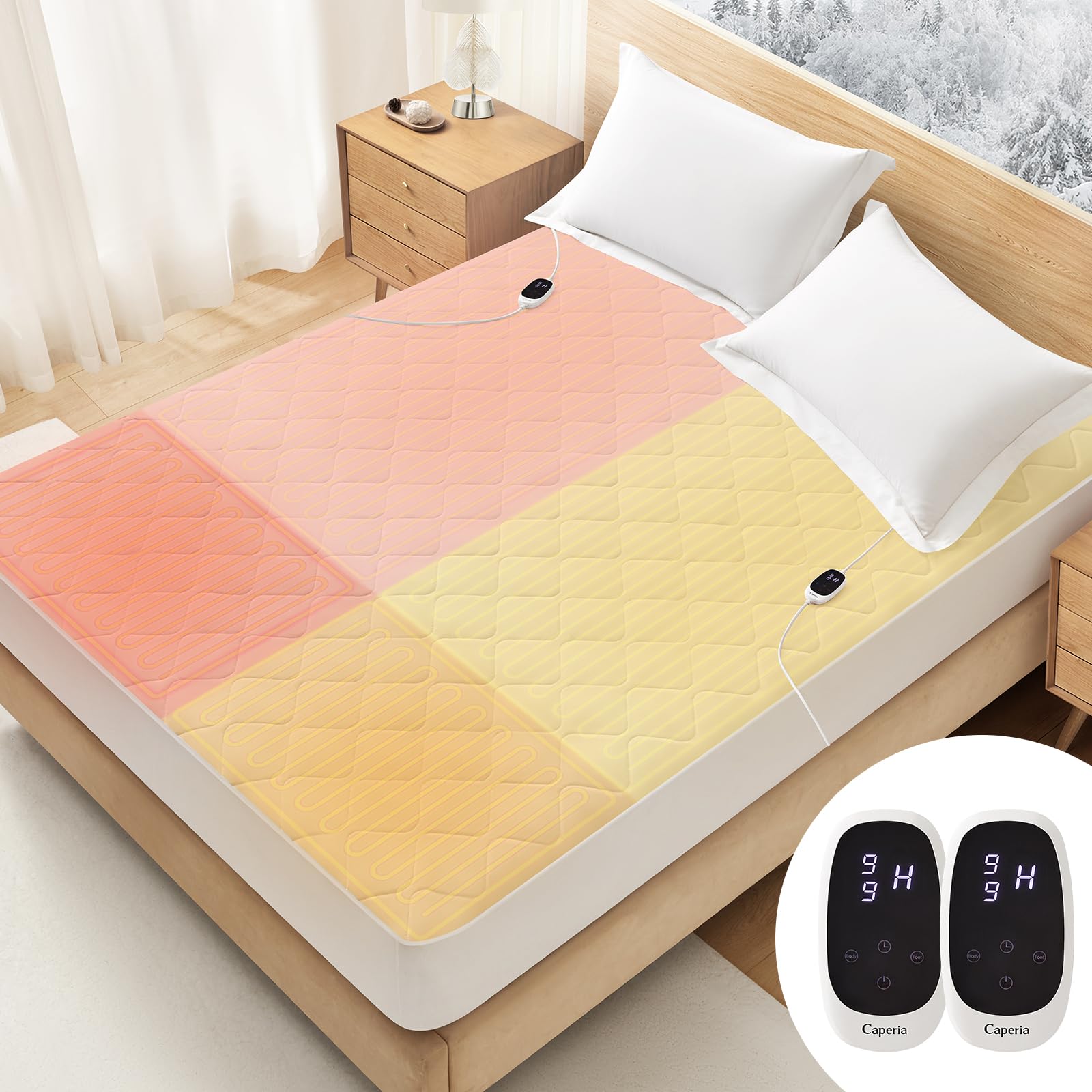 Heated Mattress Pad Quilted Multizone electric mattress pad Individual Body and Feet Bed