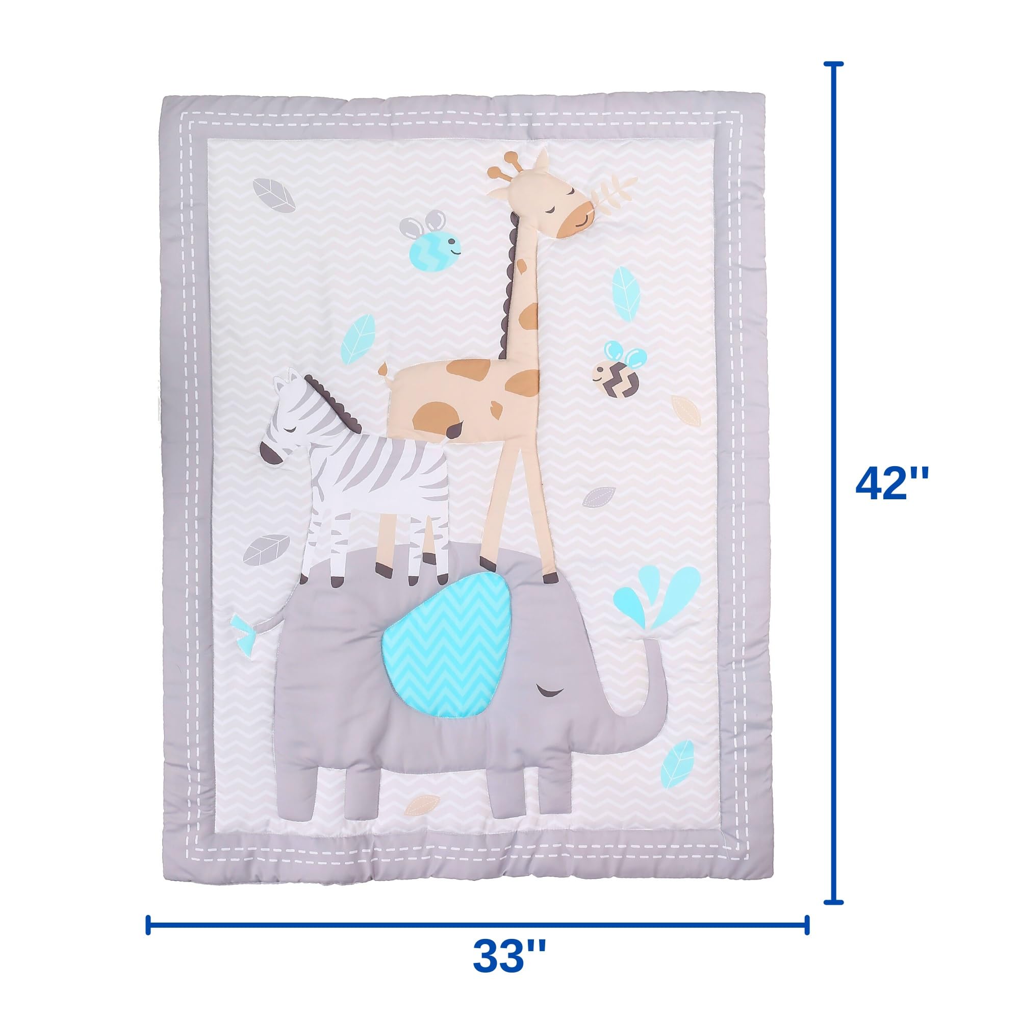 Baby Bees Animals 4 Pieces Crib Bedding Sets for Boys and Girls | Baby Bedding Crib Set of Sheet, Quilt, Dust Ruffle & Wall Decal Set for Standard Size