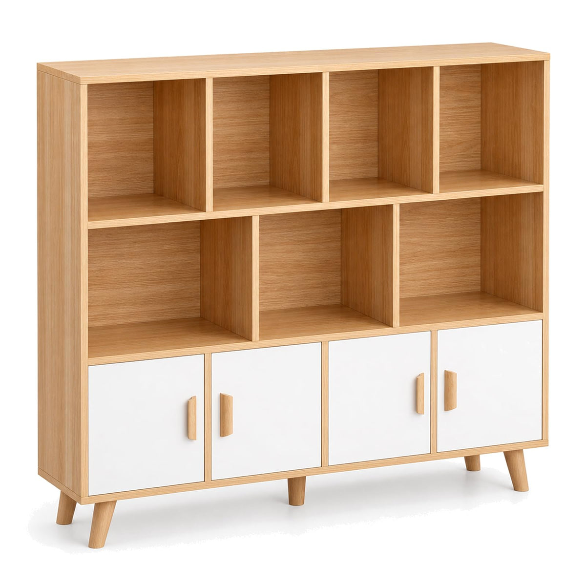 11-Cube Bookcase with Doors & Storage Cabinets