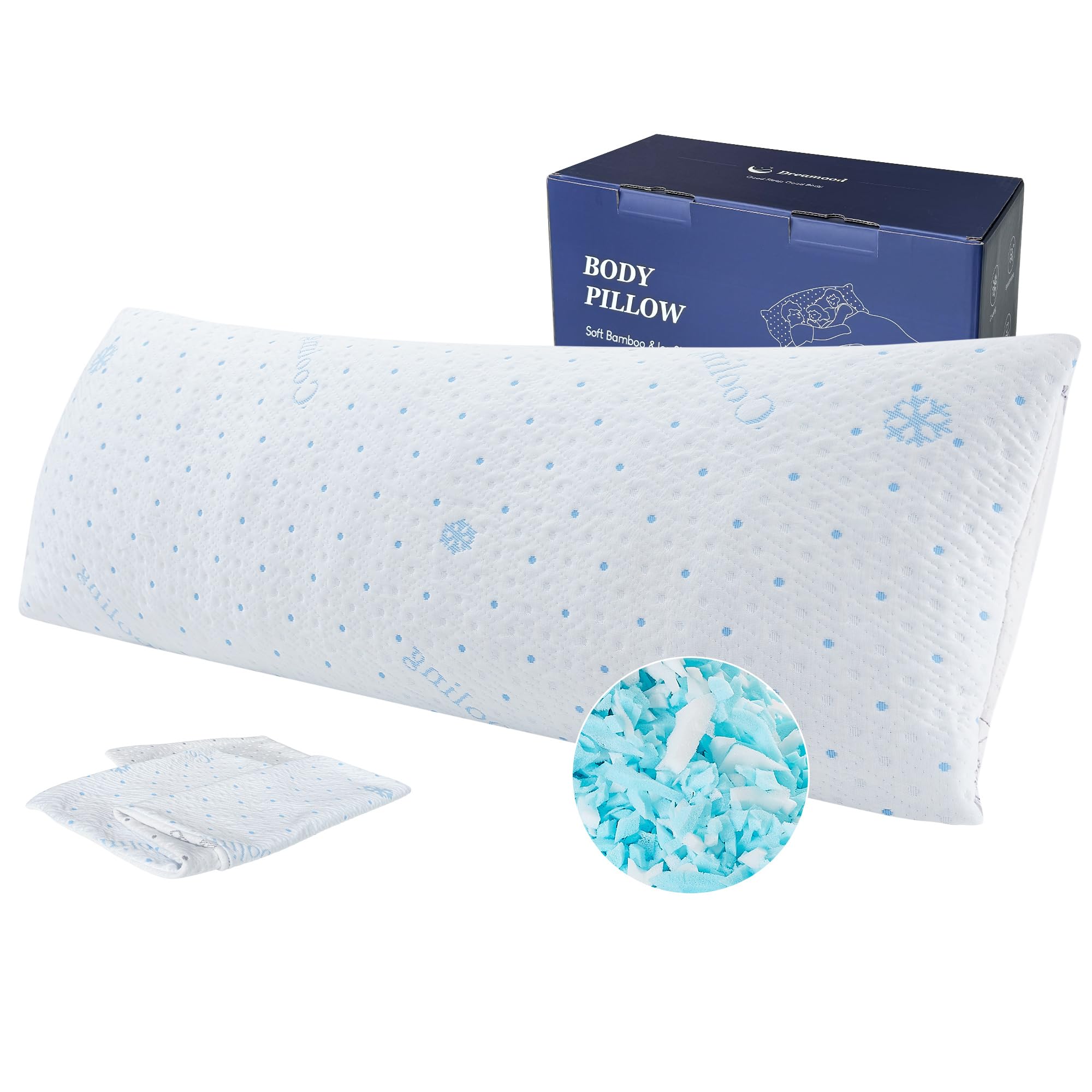 Cooling Body Pillow with Pillowcase, Adjustable Shredded Memory Foam Pregnancy