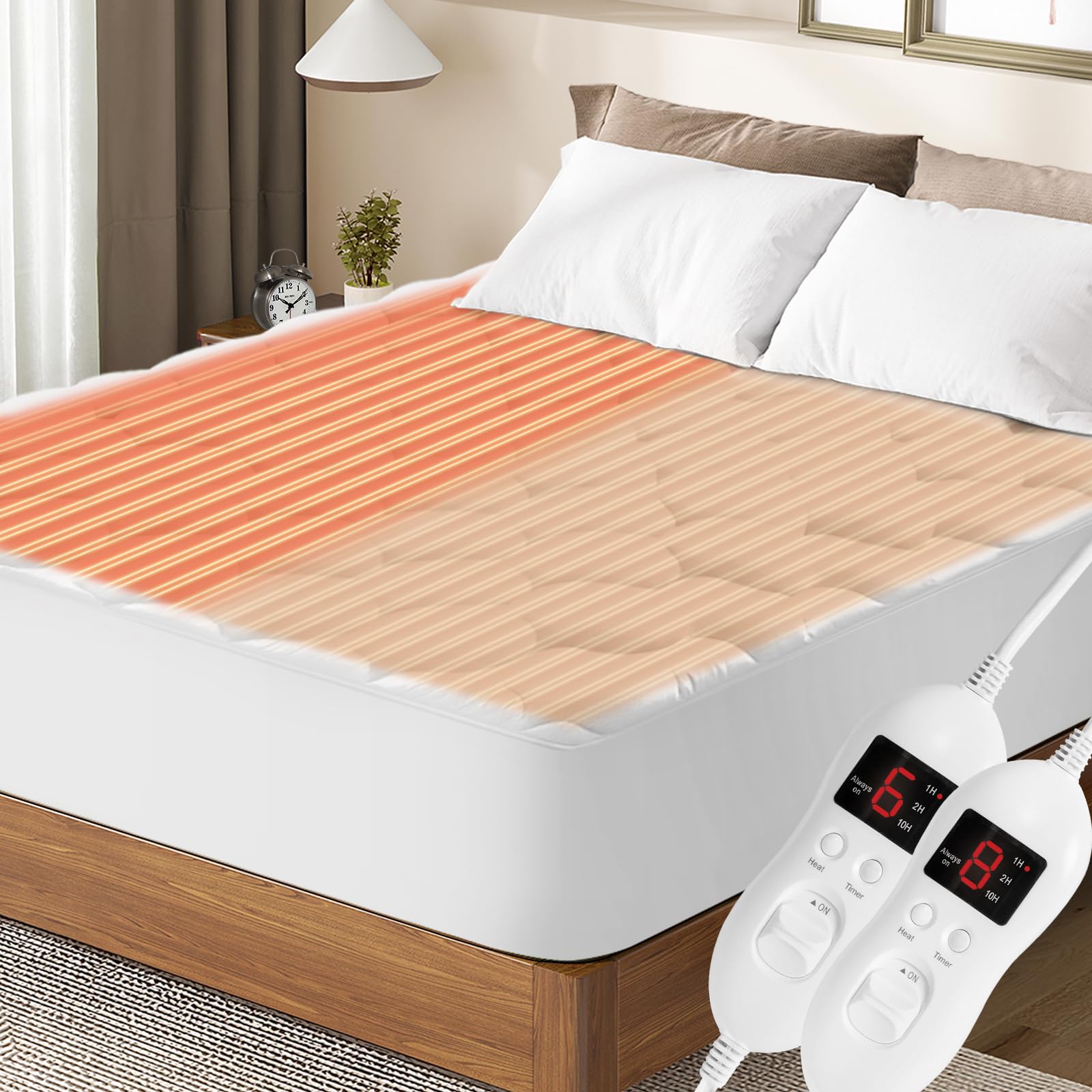 Heated Mattress Pad King Size with Dual Control - Auto Shut Off Electric
