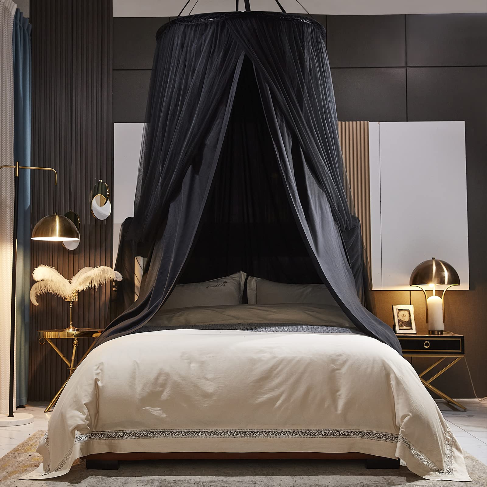 Luxurious Bed Canopy for Girls & Adults - Double Layer Princess Canopy with Lace