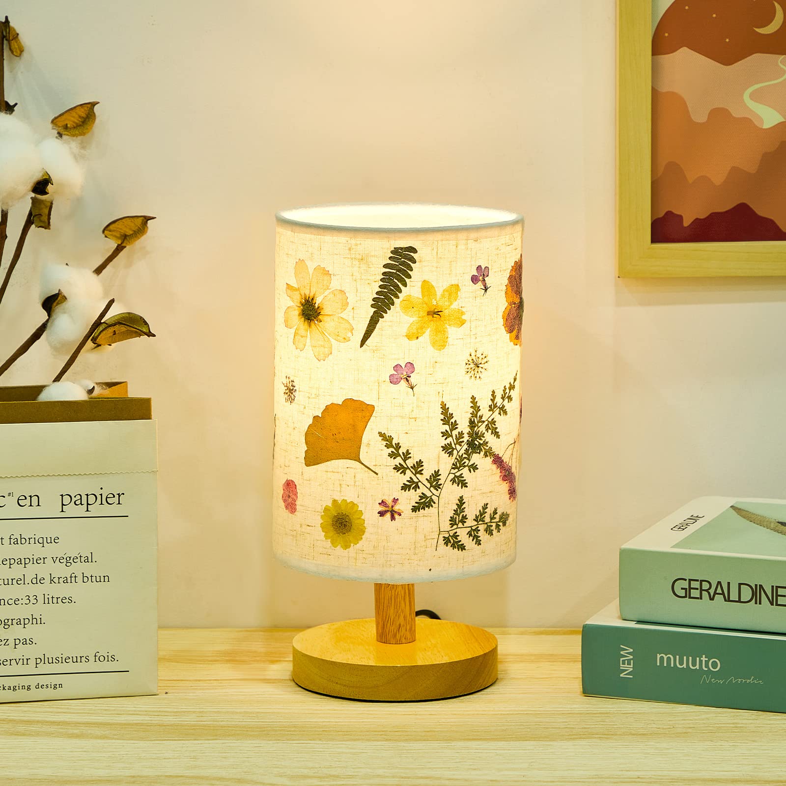 Floral Lamp Bedside Vintage Flower Desk Lamp for Bedroom Living Room