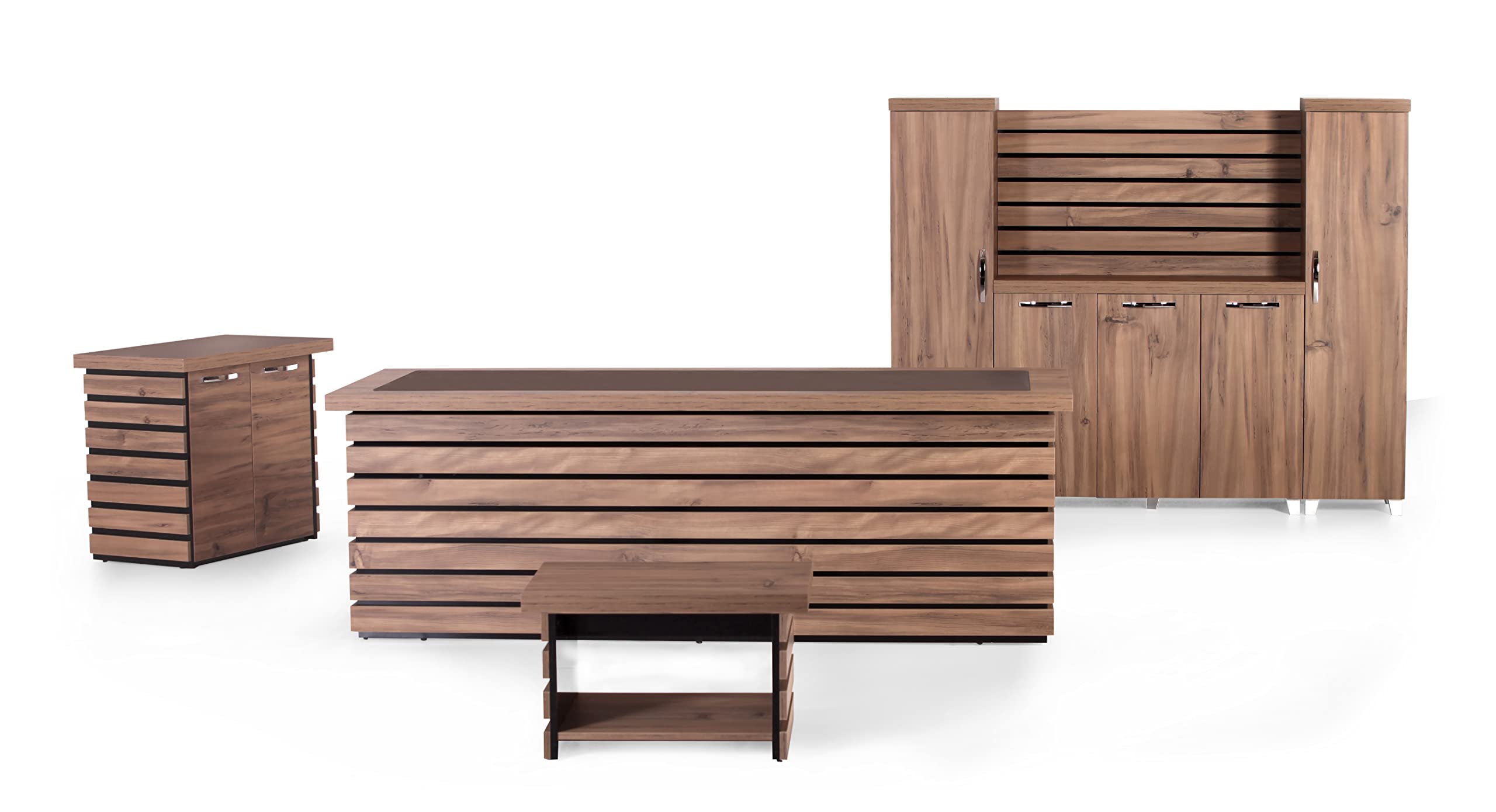 4-Piece Home Office Furniture Set – Executive Desk, Storage Cabinet, File Cabinet & Coffee Table