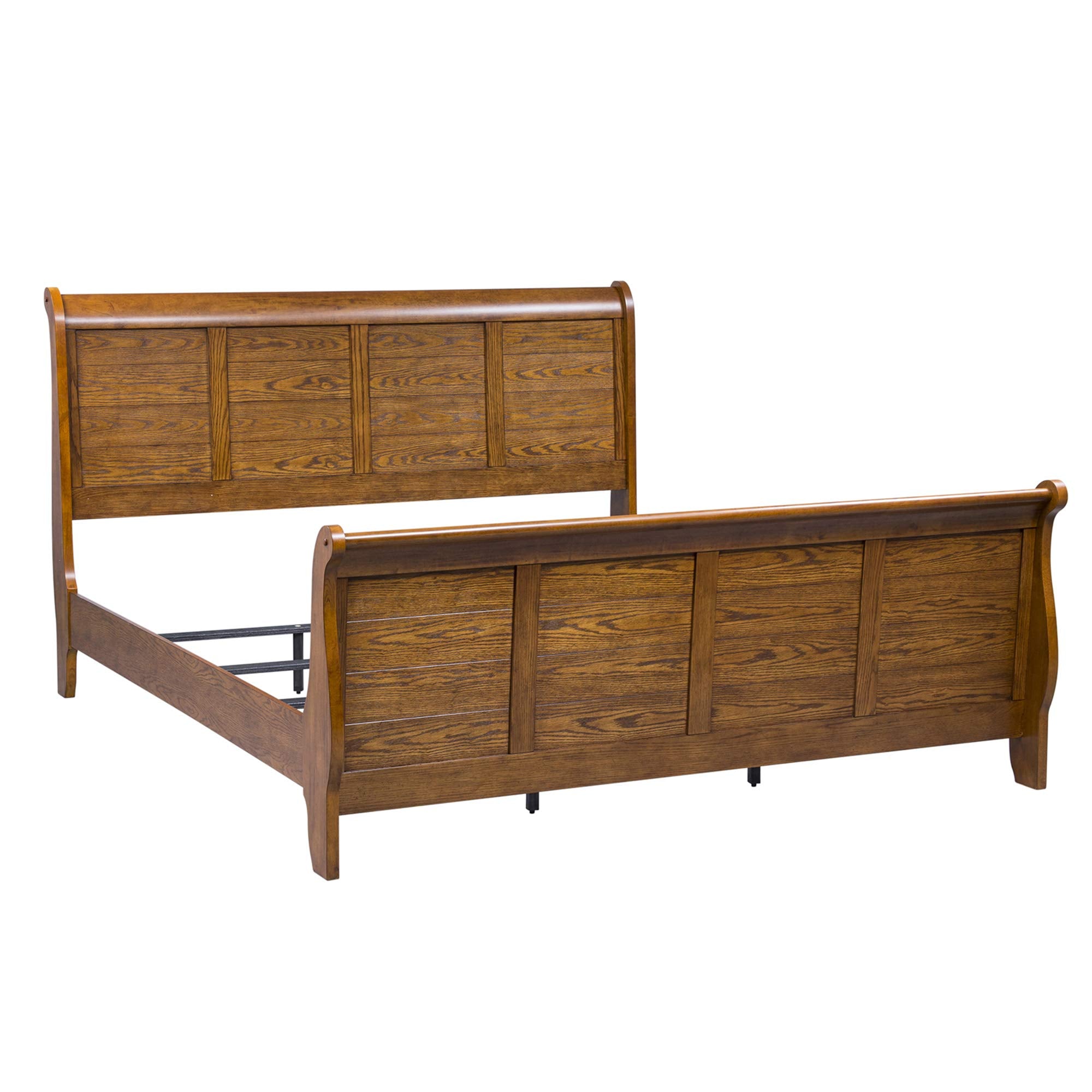 Liberty Furniture Industries Grandpa's Cabin King Sleigh Bed, Medium Brown Aged Oak