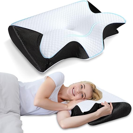 Memory Foam Cervical Pillow, 2 in 1 Ergonomic Contour Orthopedic