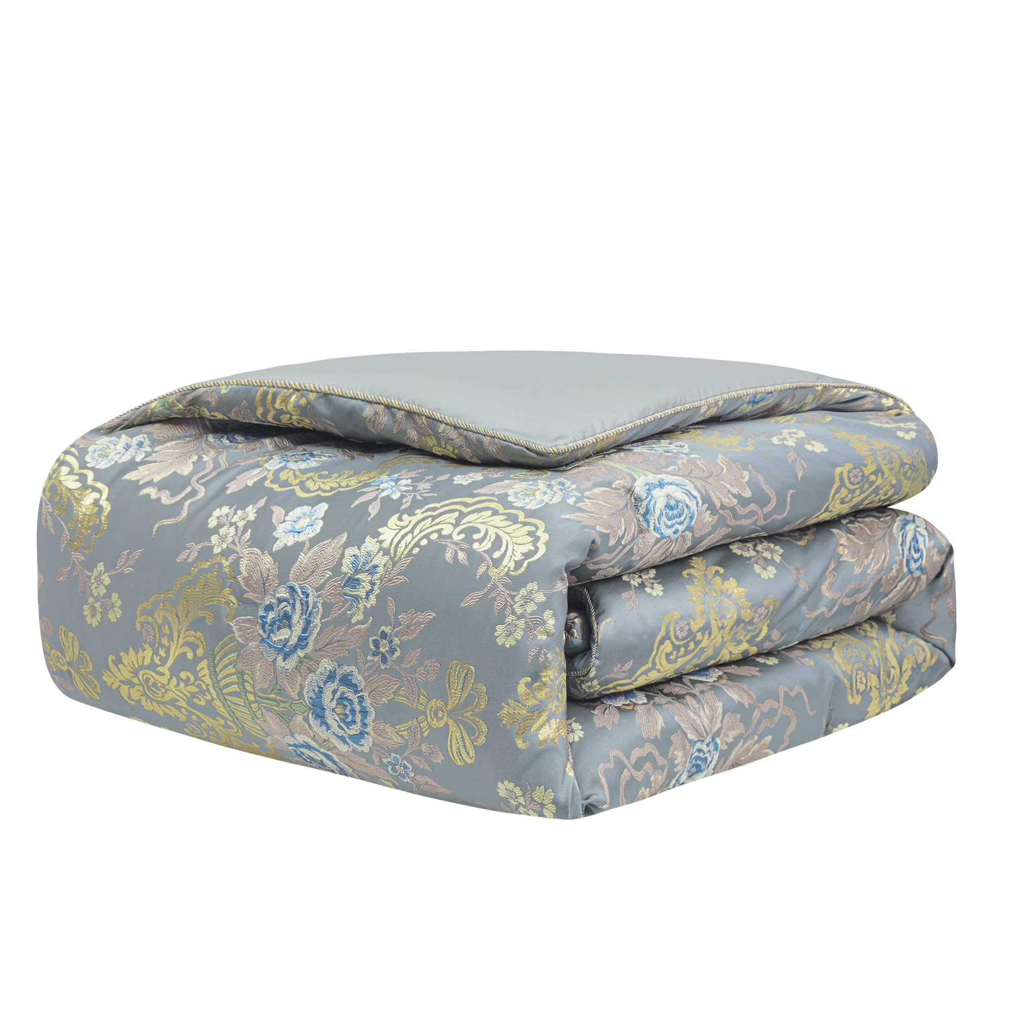 9-Piece Jacquard Comforter Sets, European Floral Style Bed in a Bag