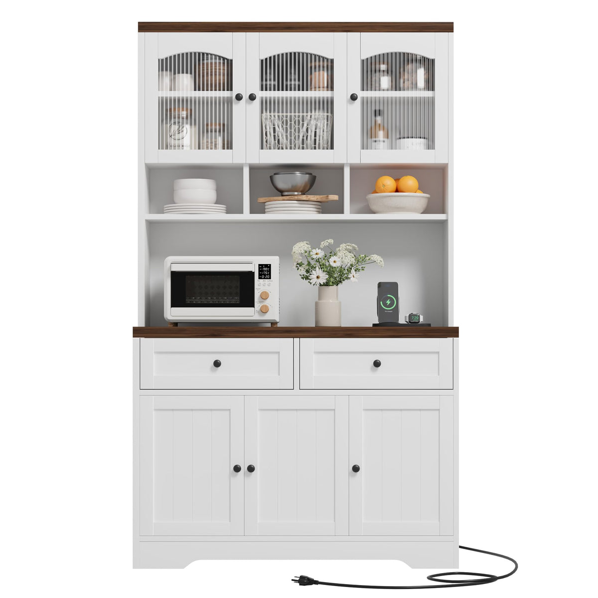 71" Pantry Cabinet with Charging Station