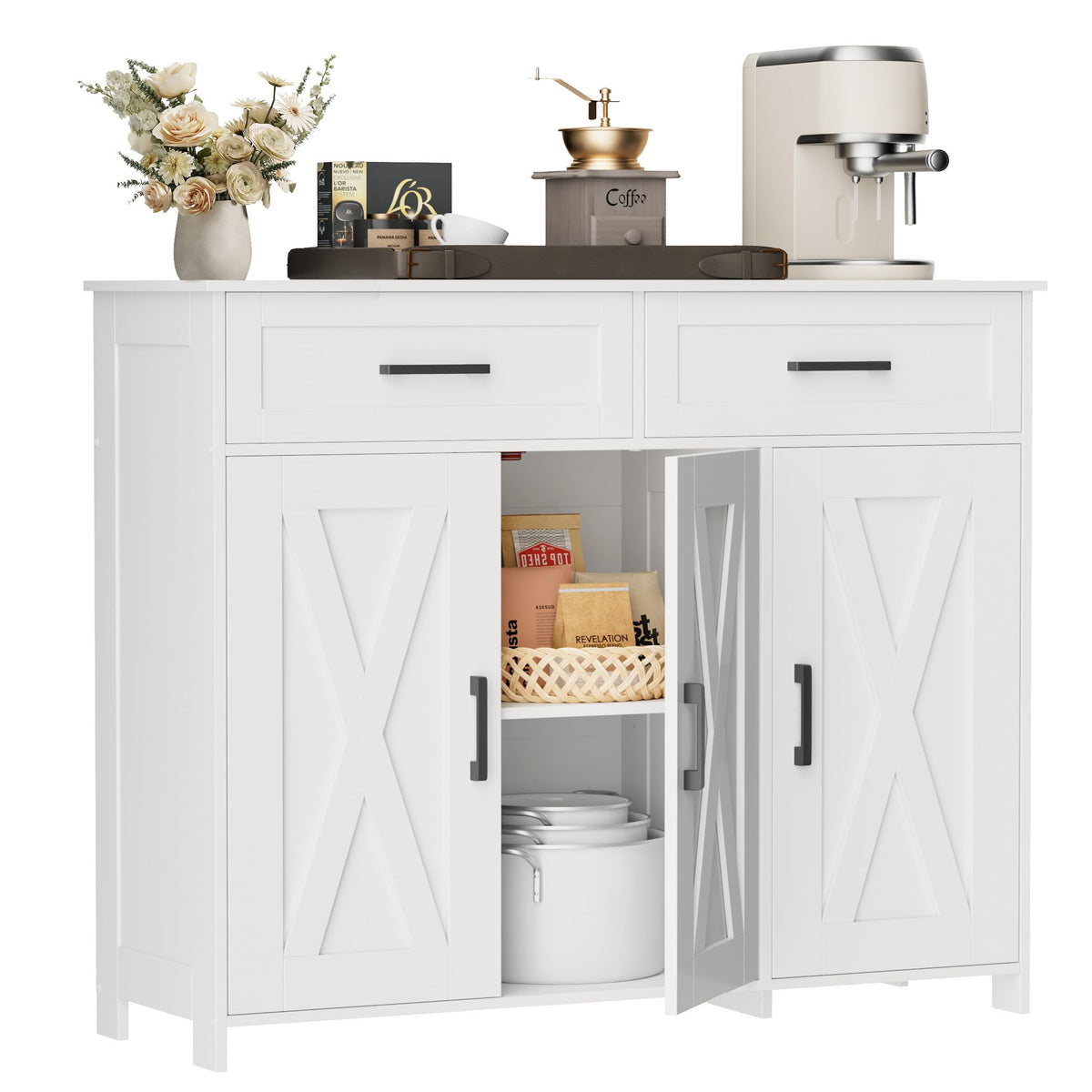 Buffet Cabinet with Drawers & Adjustable Shelf