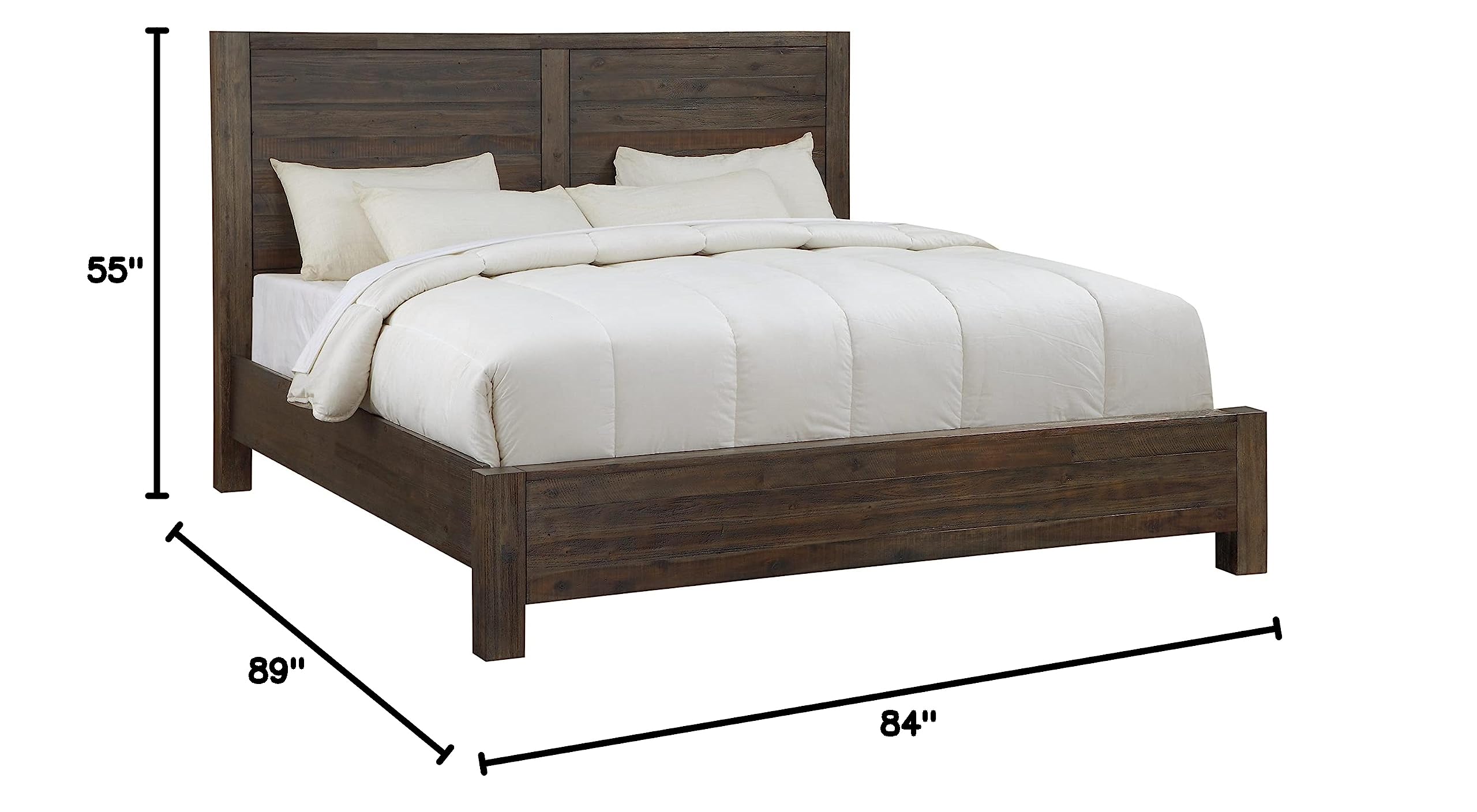 Furniture Solid Wood Panel Bed, King, Savanna - Coffee Bean