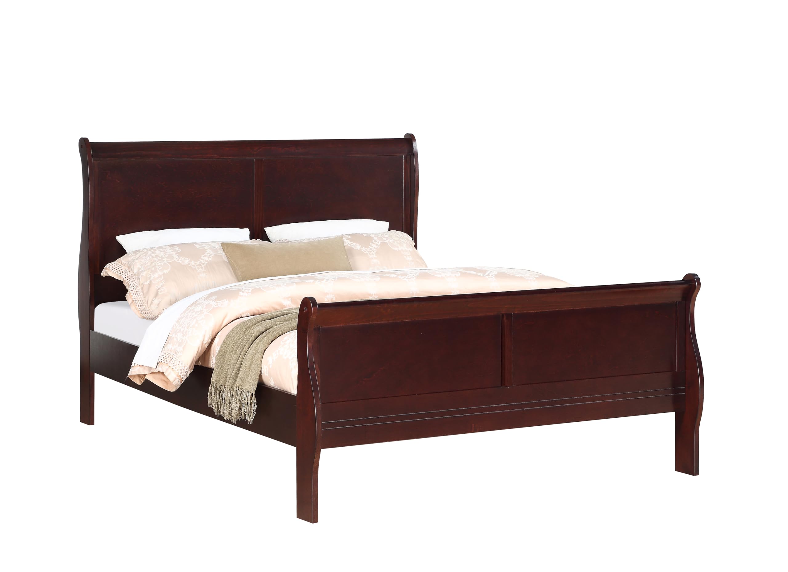 Elegant Full Size Sleigh Bed for Cozy Comfort, Solid Wood Construction, Perfect Addition