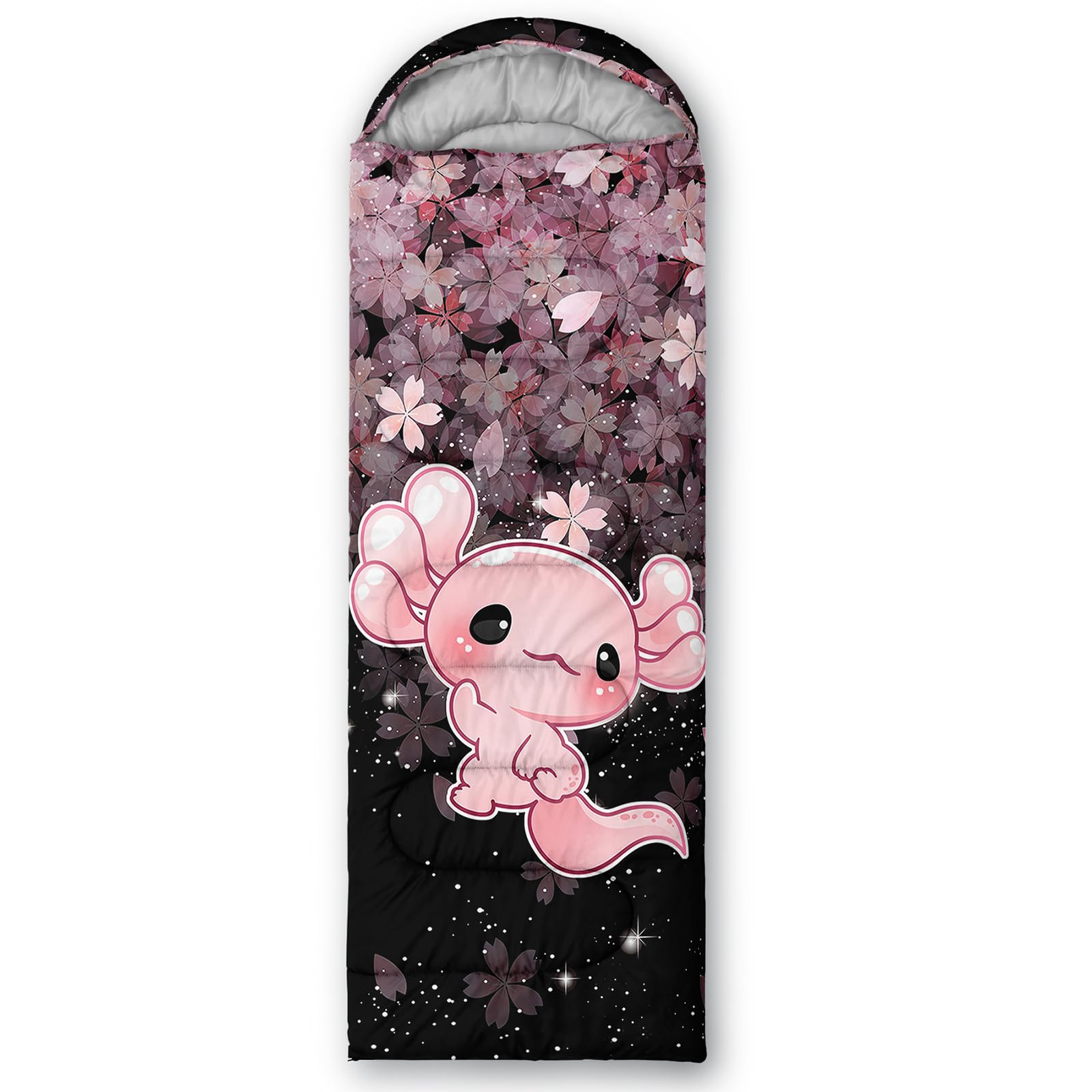 Axolotl Cherry Blossom Printed Camping Sleeping Bags