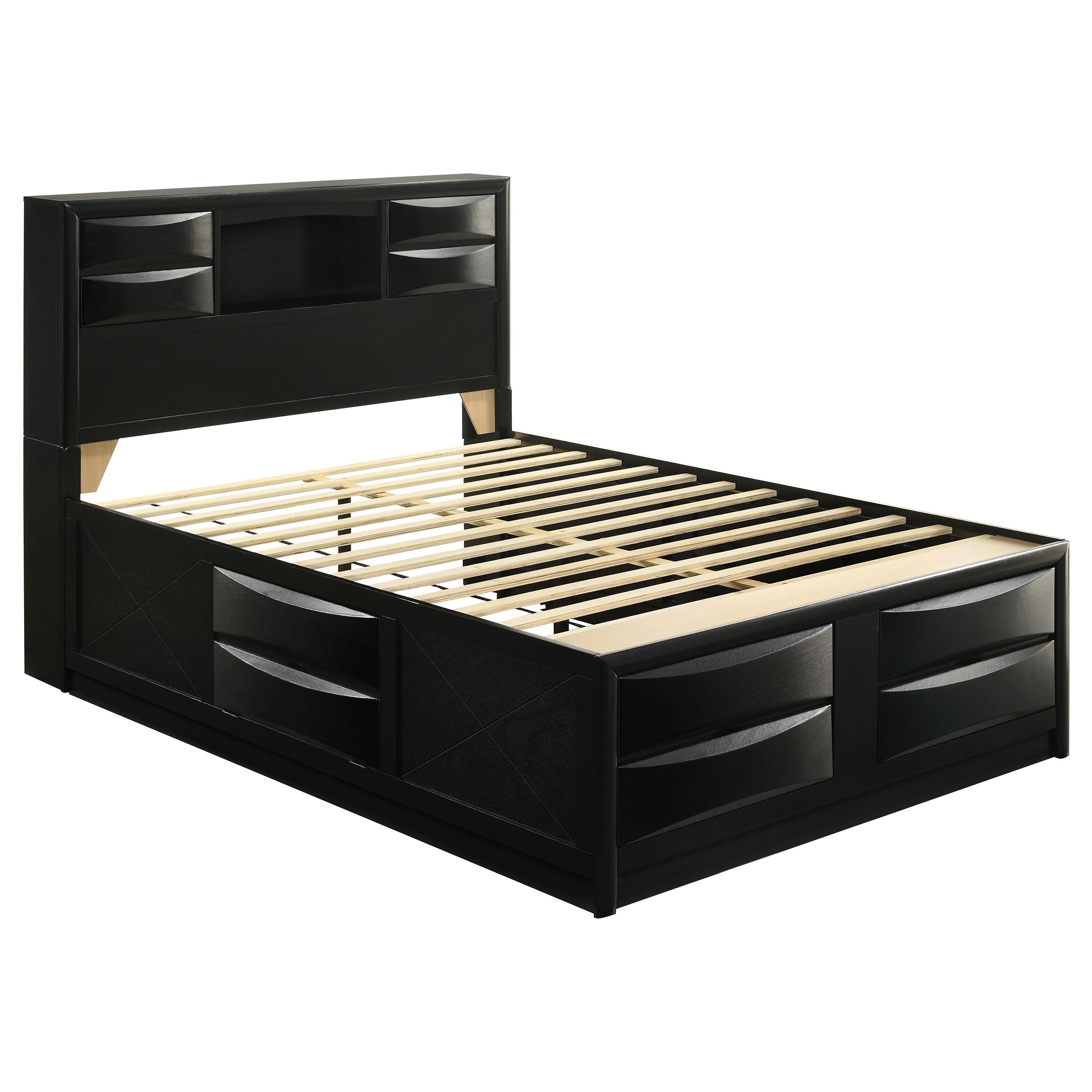 Briana Transitional Wood Queen Size Storage Bookcase Bed Frame Platform Bed 56-inch