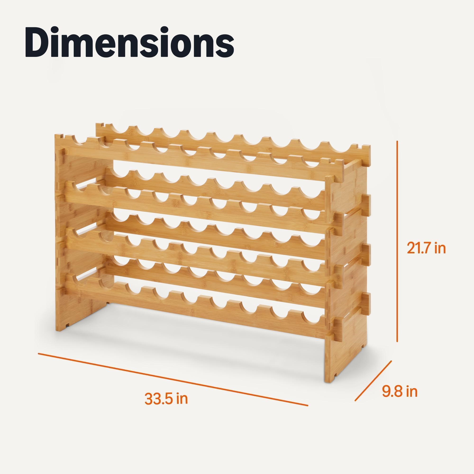 Bamboo Wine Rack, 36-Bottle, 4-Tier