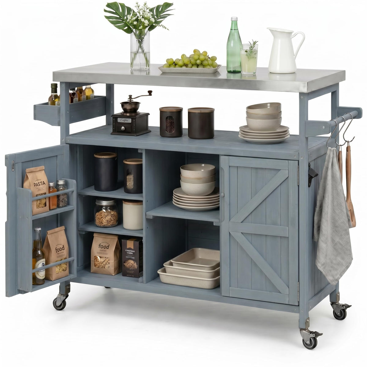 Outdoor Grill Cart with Storage Cabinet