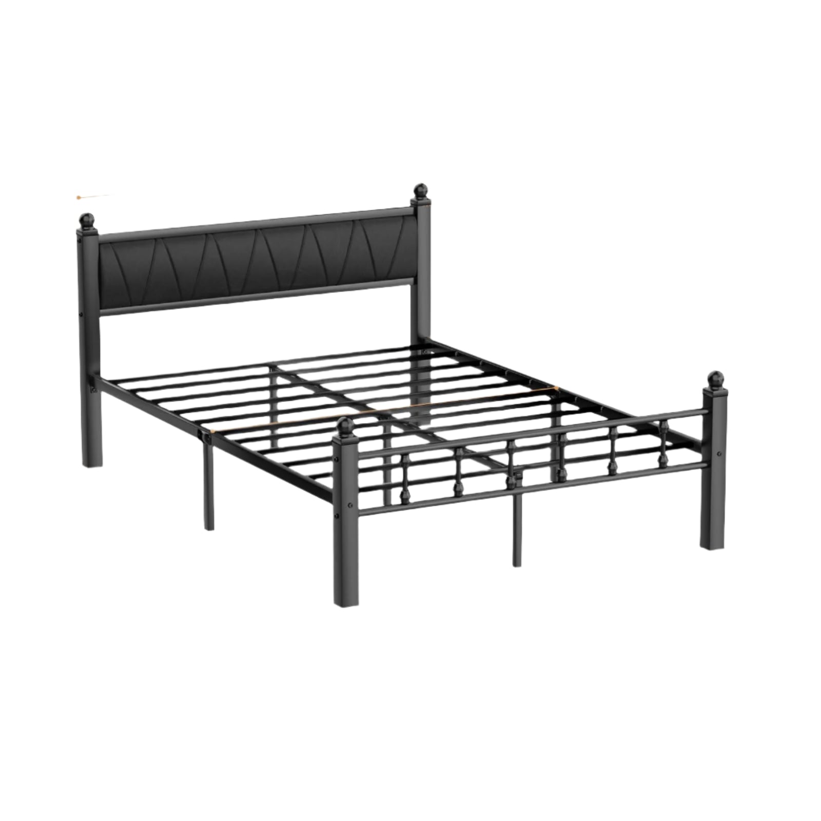 Metal Bed Frame Full Size with Faux Leather Headboard, Platform Bed Frame