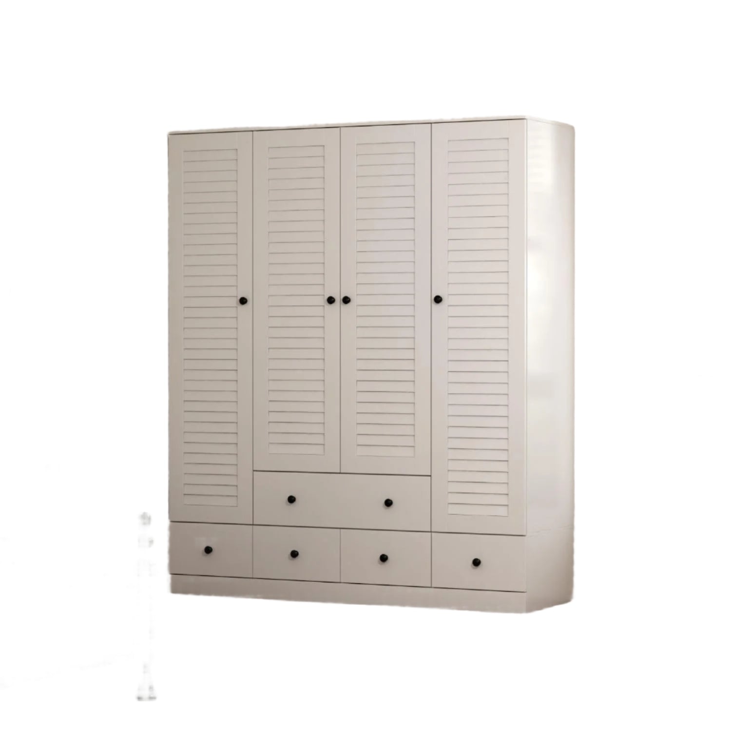 4 Shutter Door Wardrobe with Shelves and Drawers, Armoire Wardrobe Closet